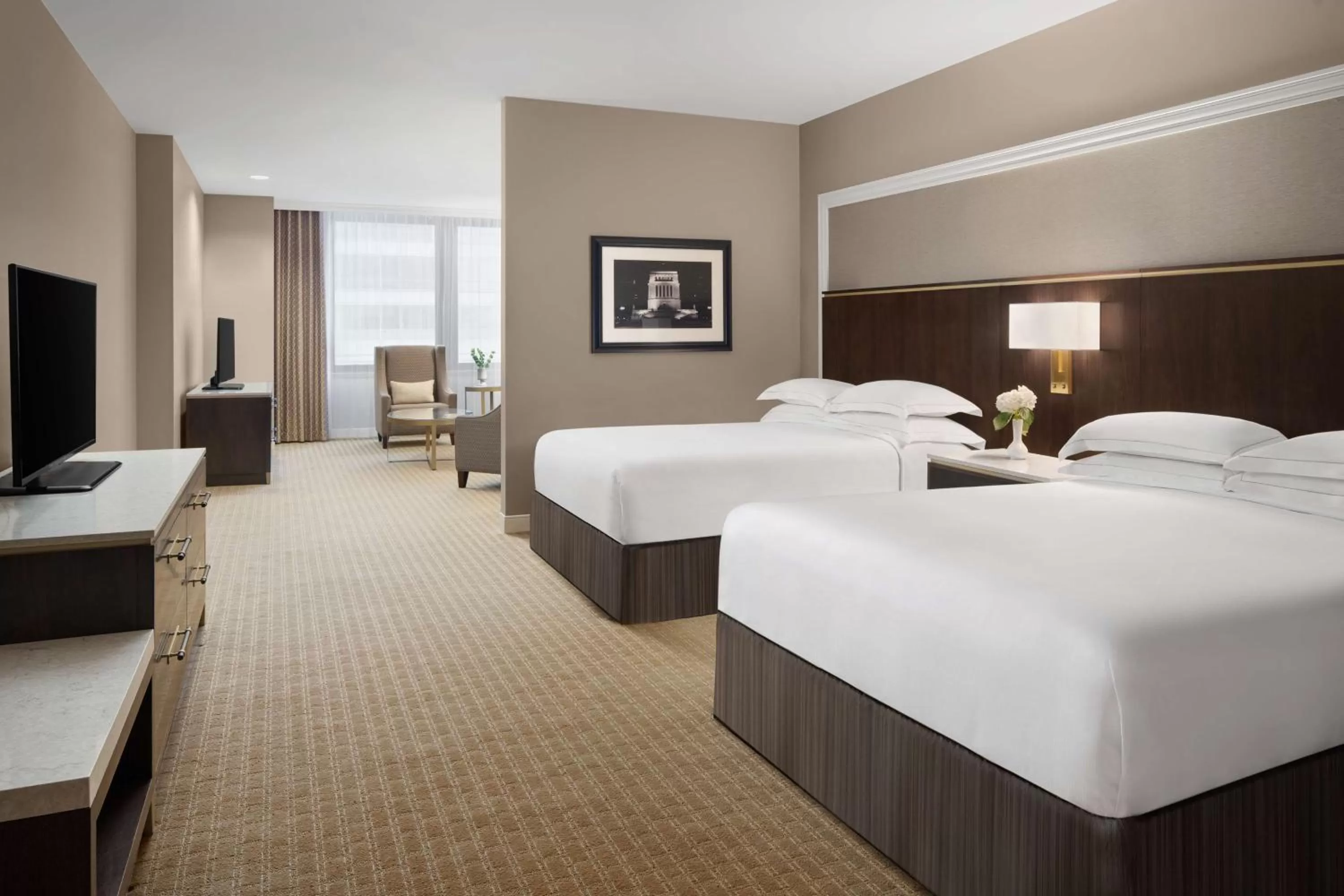 Deluxe Queen Room with Two Queen Beds and Sofa Bed in Hilton Indianapolis Hotel & Suites