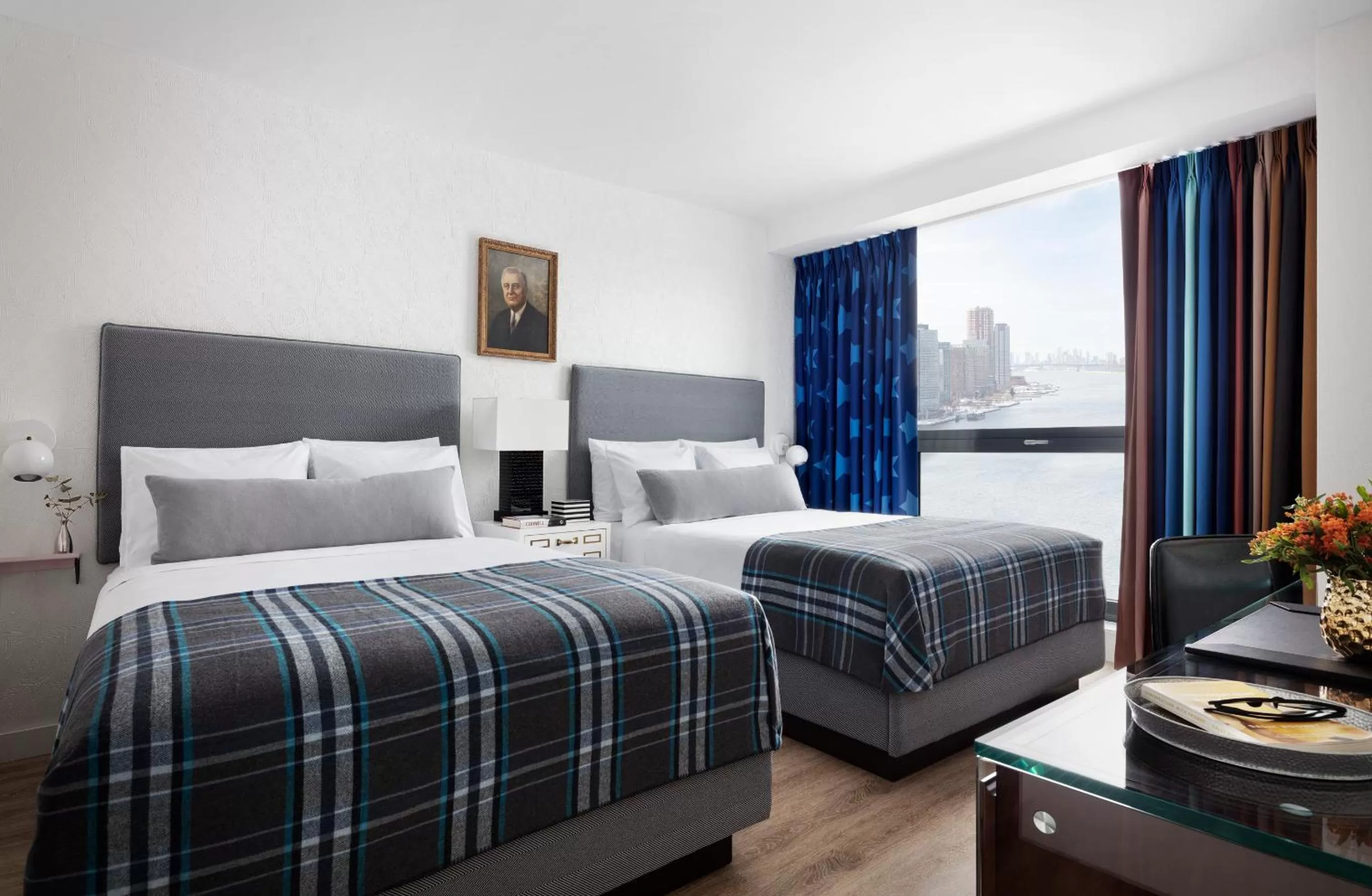 Graduate Queen Room with Two Queen Beds and Skyline View in Graduate by Hilton New York