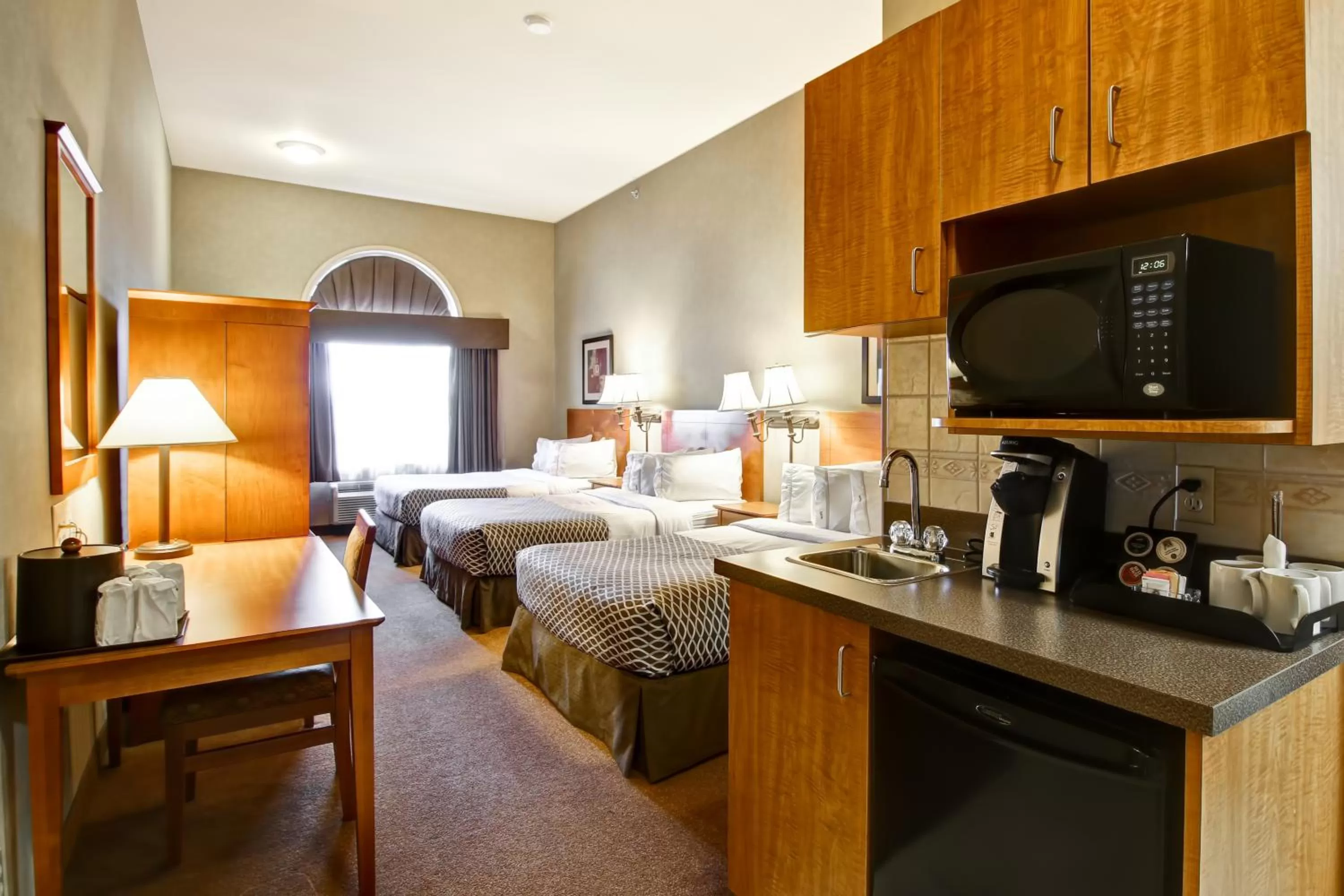 Double Room with Three Double Beds - Non-Smoking in Ramada by Wyndham Ponoka