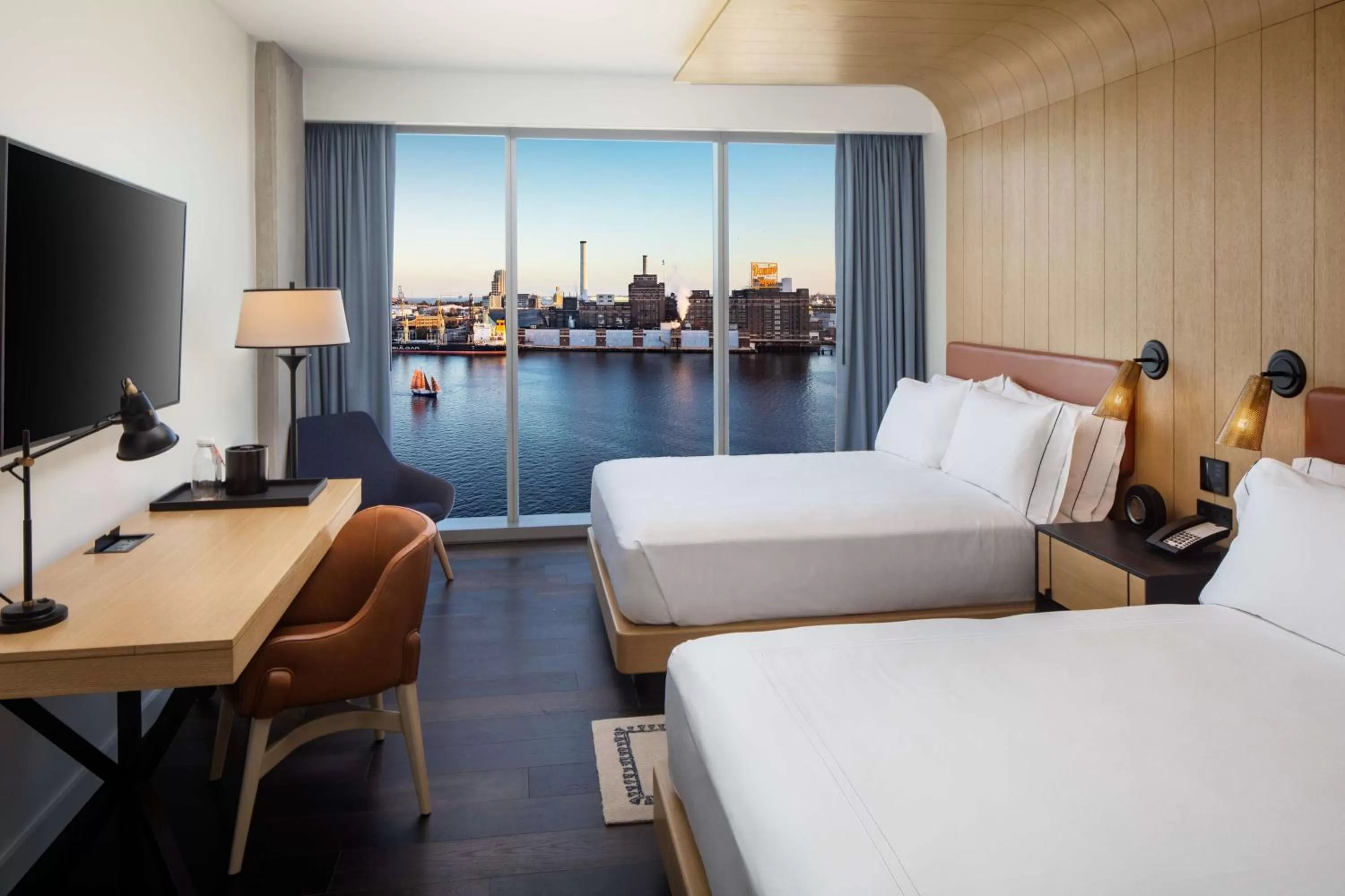 Queen Room with Two Queen Beds - River View in Canopy By Hilton Baltimore Harbor Point - Newly Built
