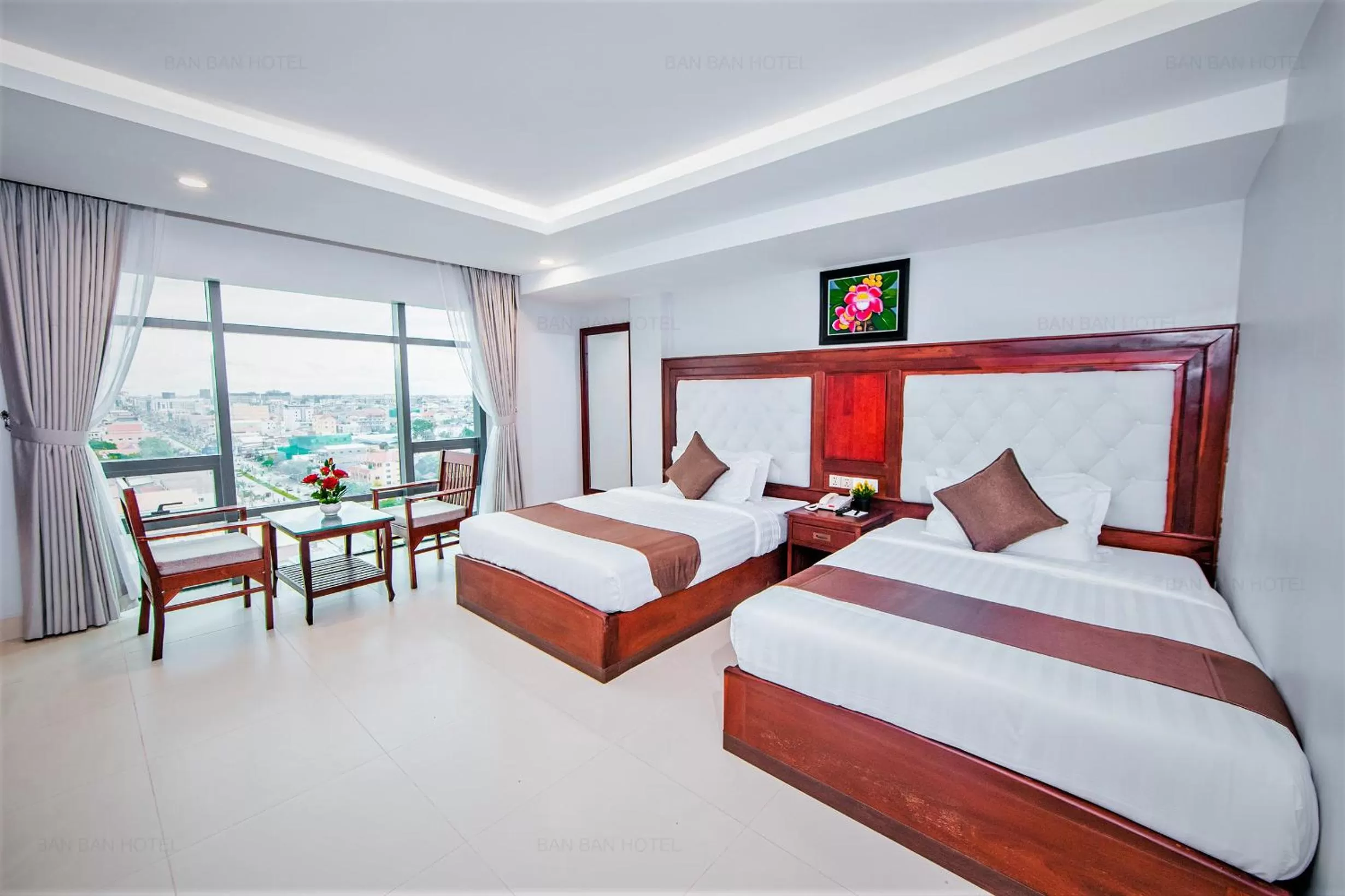 City View Twin Room in Ban Ban Hotel