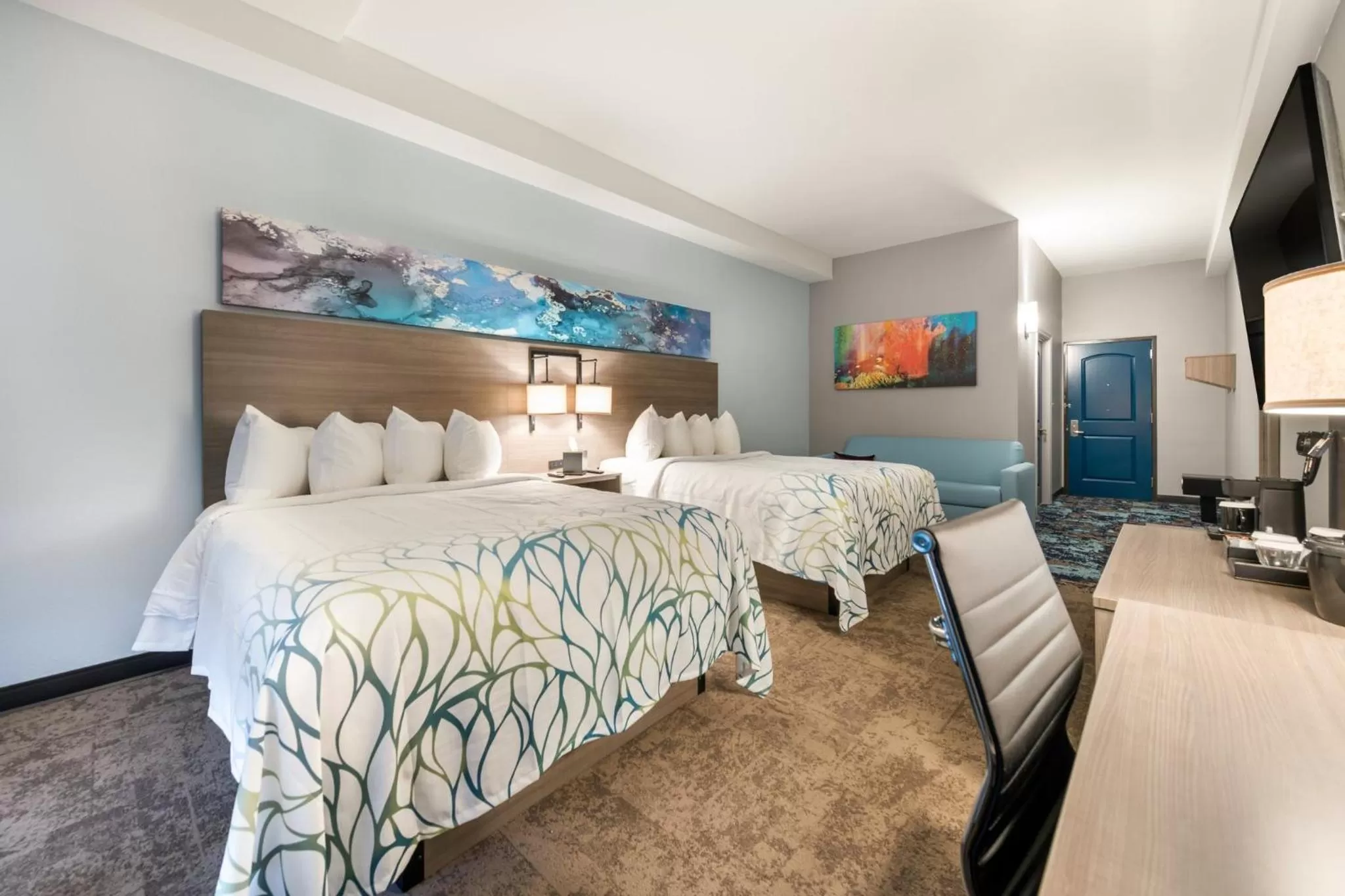 Suite with Two Queen Beds Disability Access Roll-In Shower Smoke Free in Costa Azul Suites Virginia Beach by Red Collection