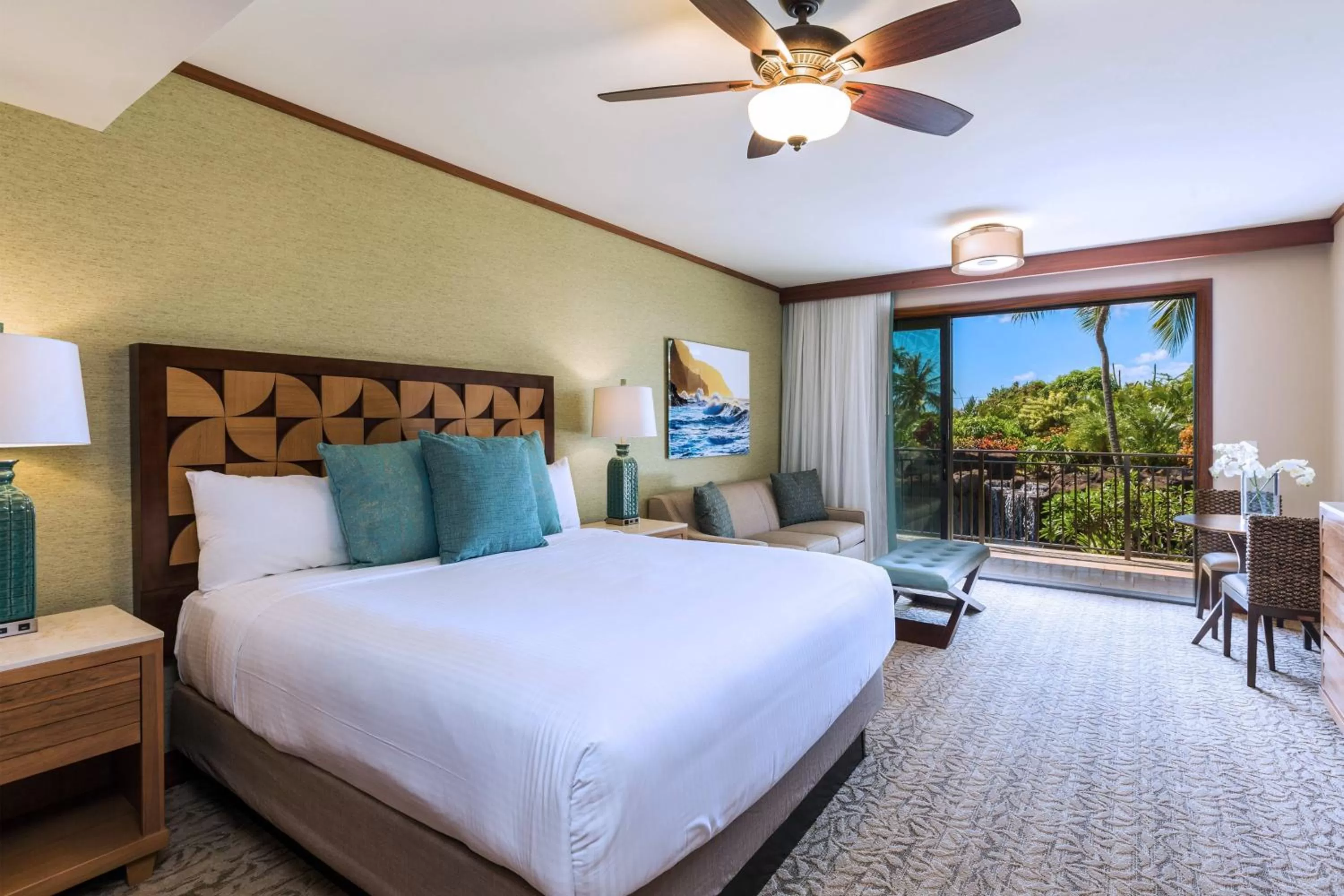 Studio King Room with Sofa Bed/Island View/Balcony - Mobility Accessible with Roll-In Shower in Koloa Landing Resort at Po'ipu, Autograph Collection