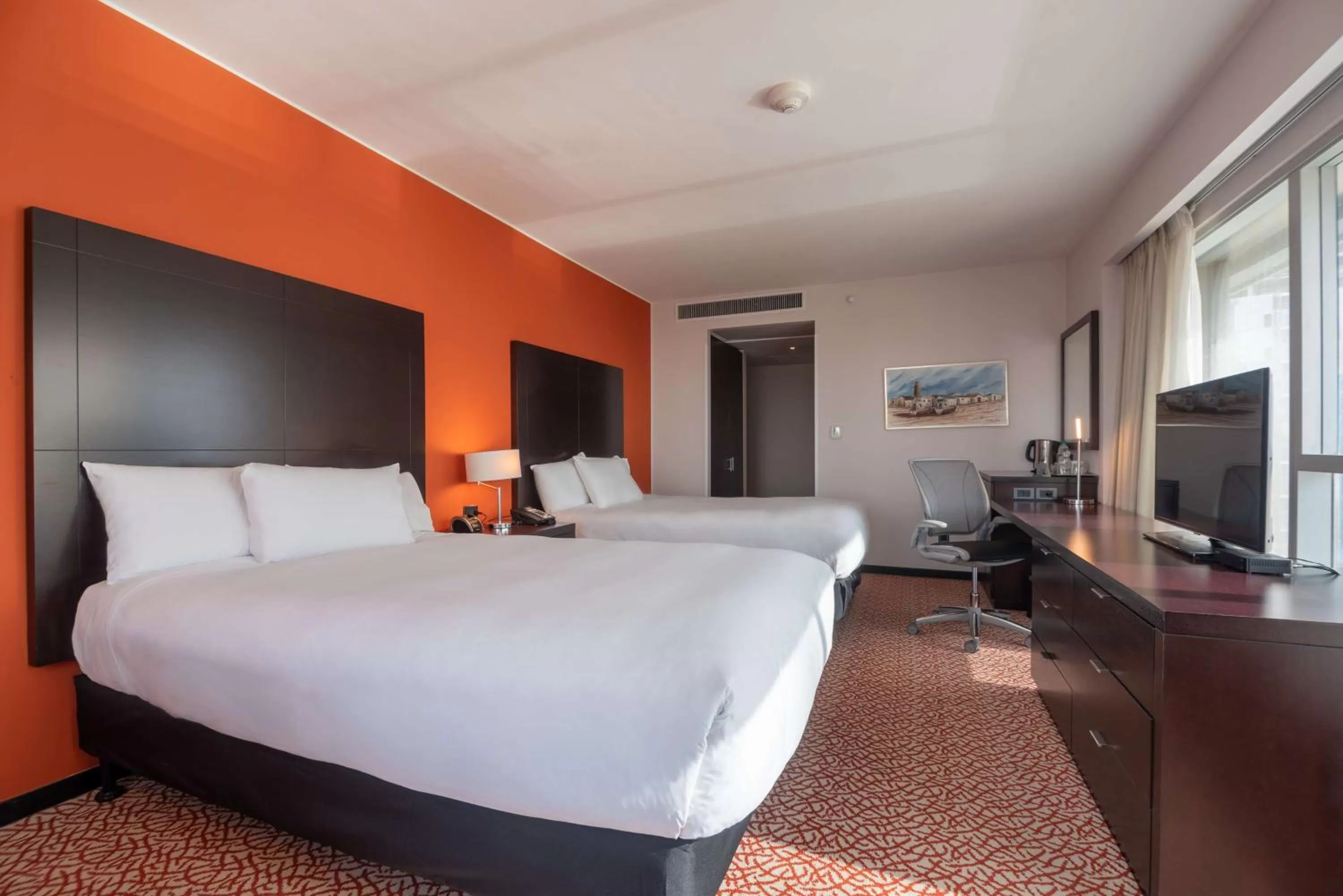 Double Room with Two Double Beds and Front View in Hilton Garden Inn Montevideo