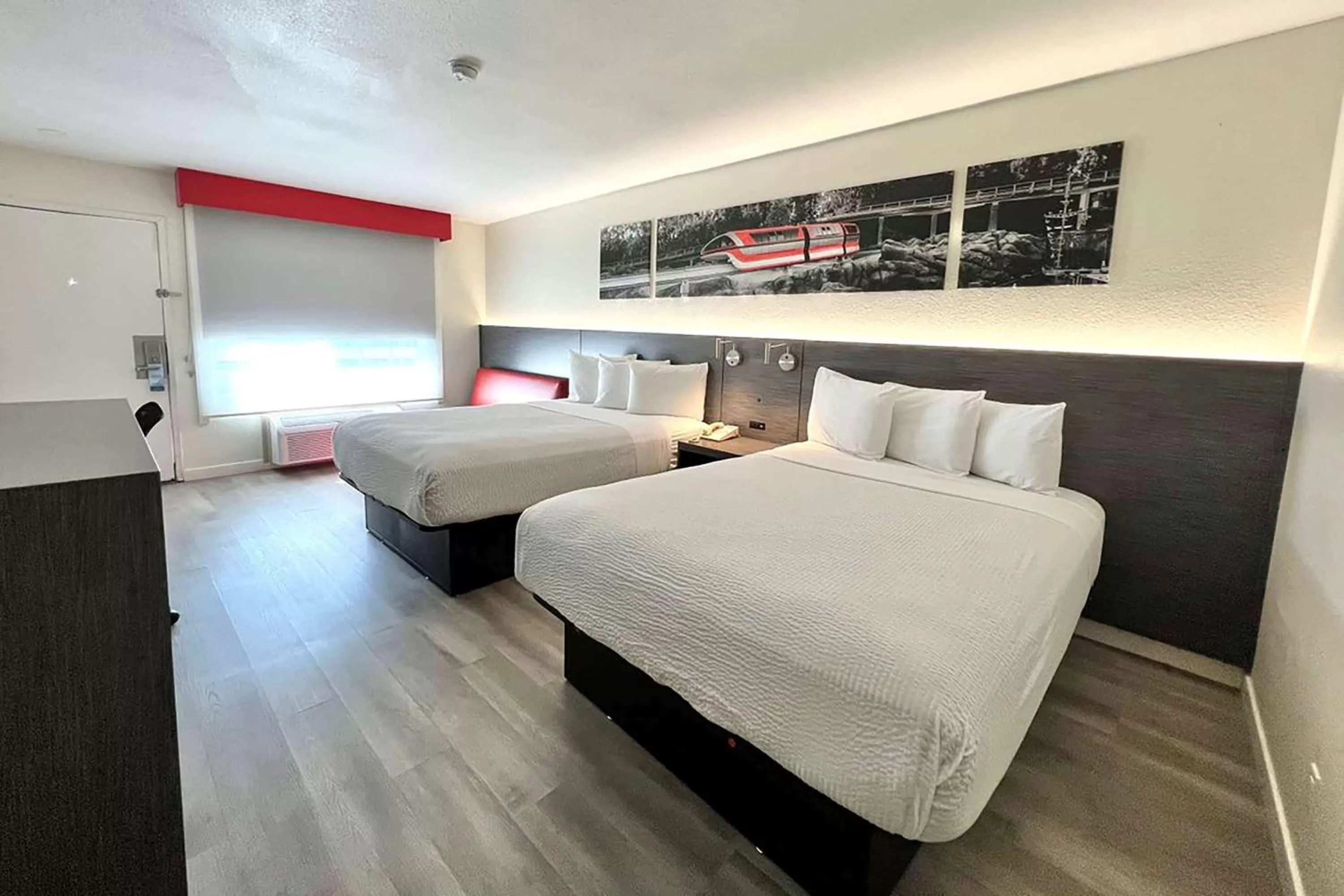 Queen Room with Two Queen Beds and Bath Tub - Mobility/Hearing Accessible - Non-Smoking in Ramada by Wyndham Anaheim Convention Center