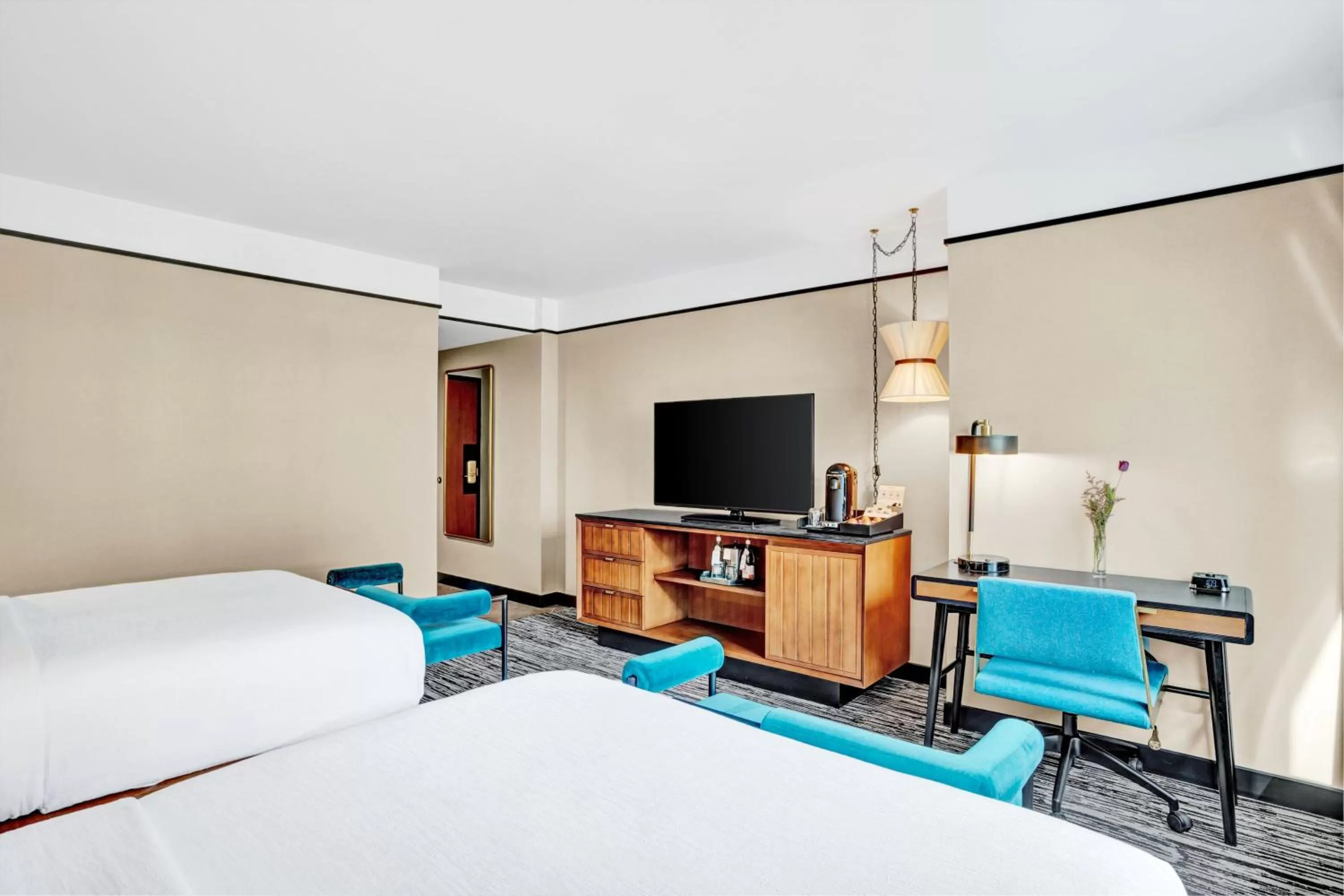 Queen Room with Two Queen Beds and Mobility Accessible Roll-In Shower in Hotel Indigo - Minneapolis Downtown by IHG