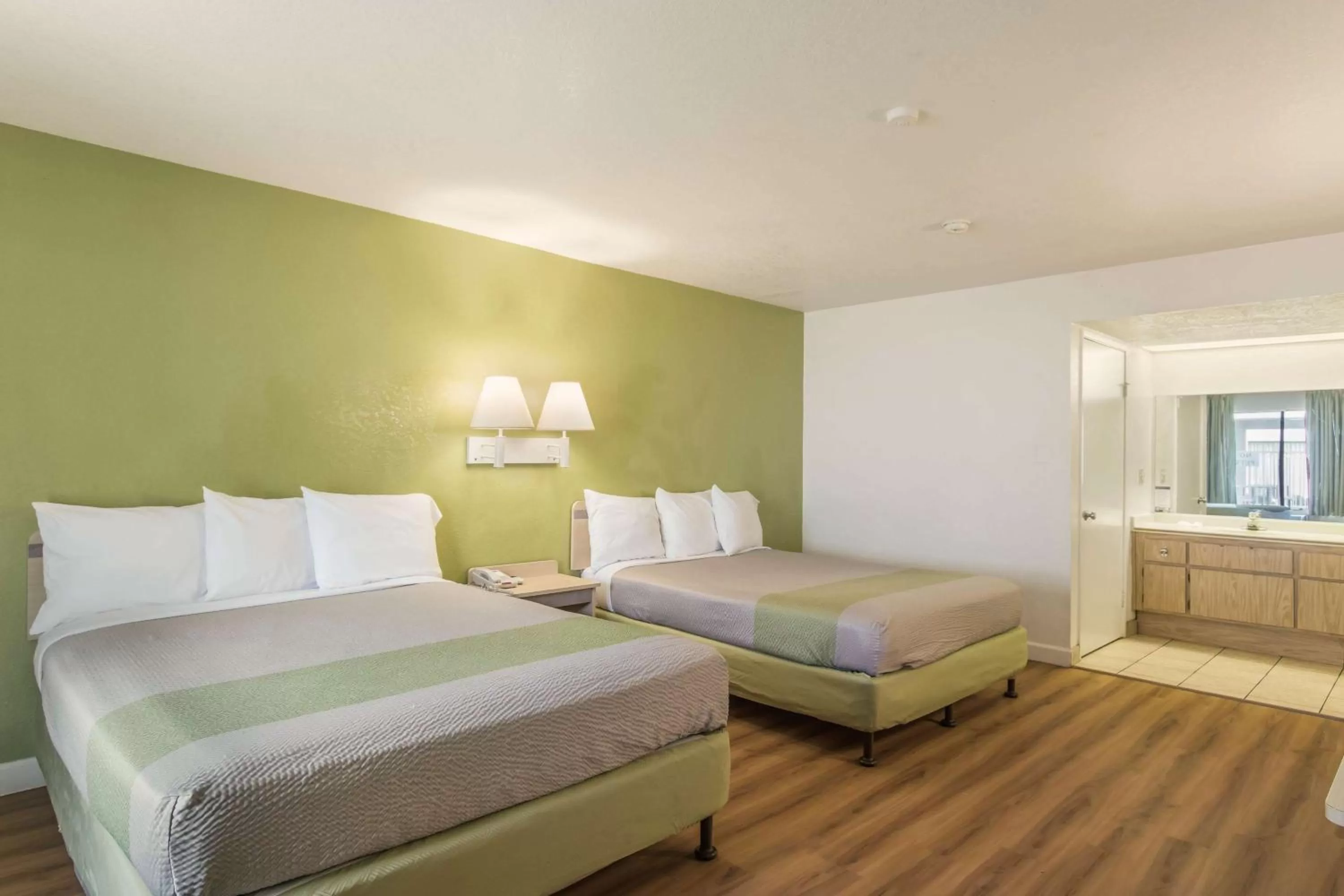 Queen Room with Two Queen Beds - single occupancy - Disability Access - Roll In Shower in Motel 6 Hemet