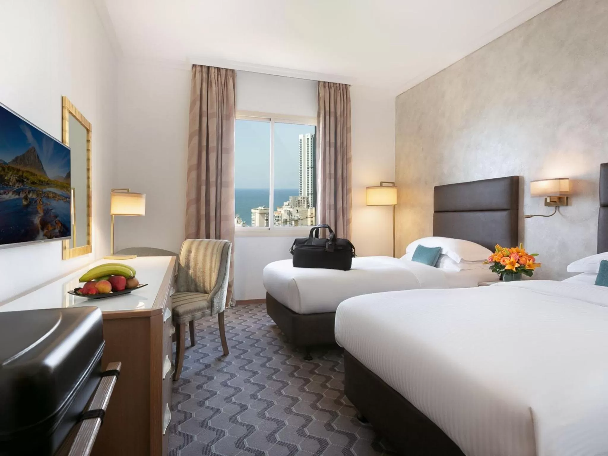 Sea View Room with Lounge Access- Twin Beds in Gefinor Rotana – Beirut