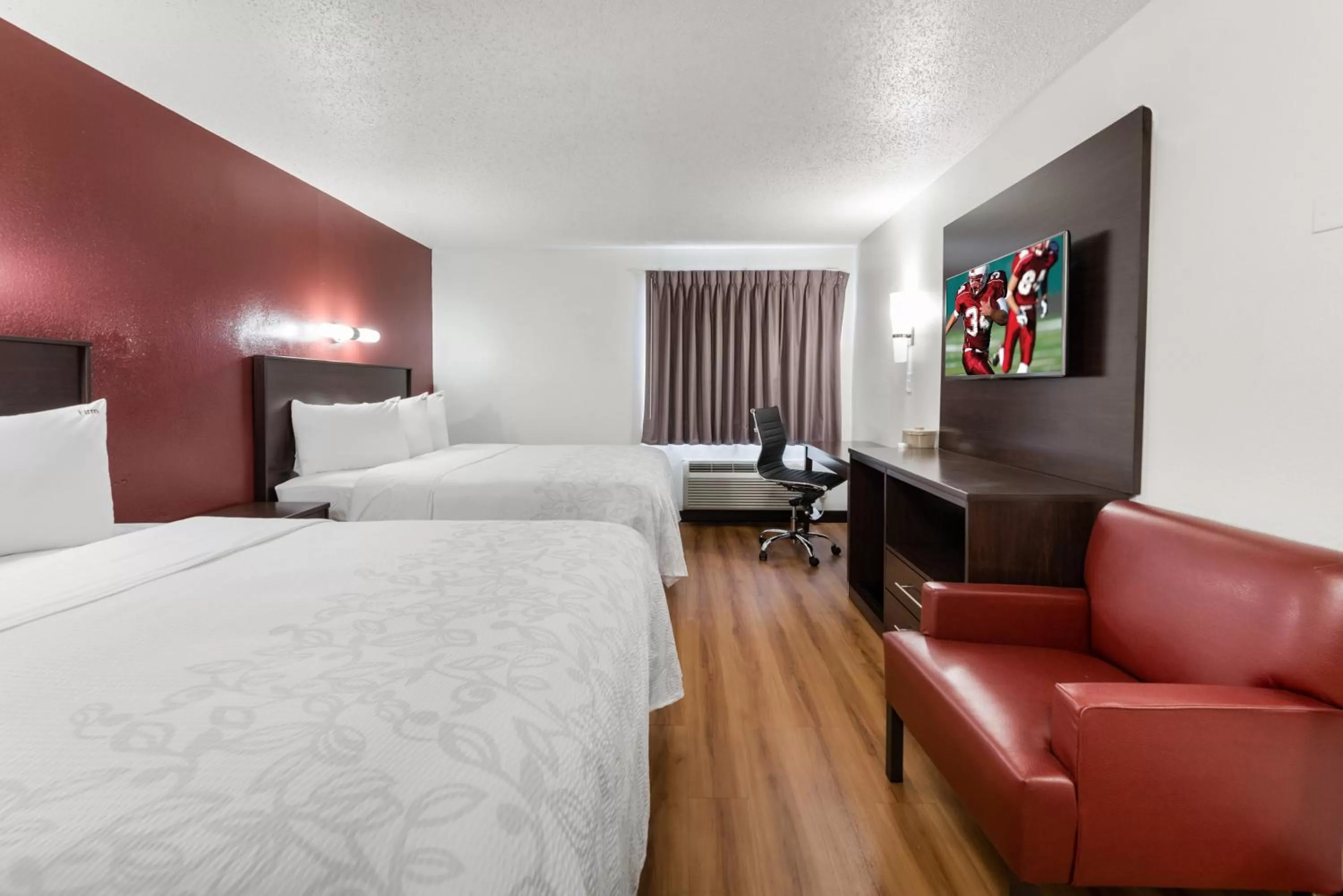 Deluxe Room with Two Queen Beds Disability Access Roll-In Shower Smoke Free in Red Roof Inn PLUS+ Columbus - Worthington