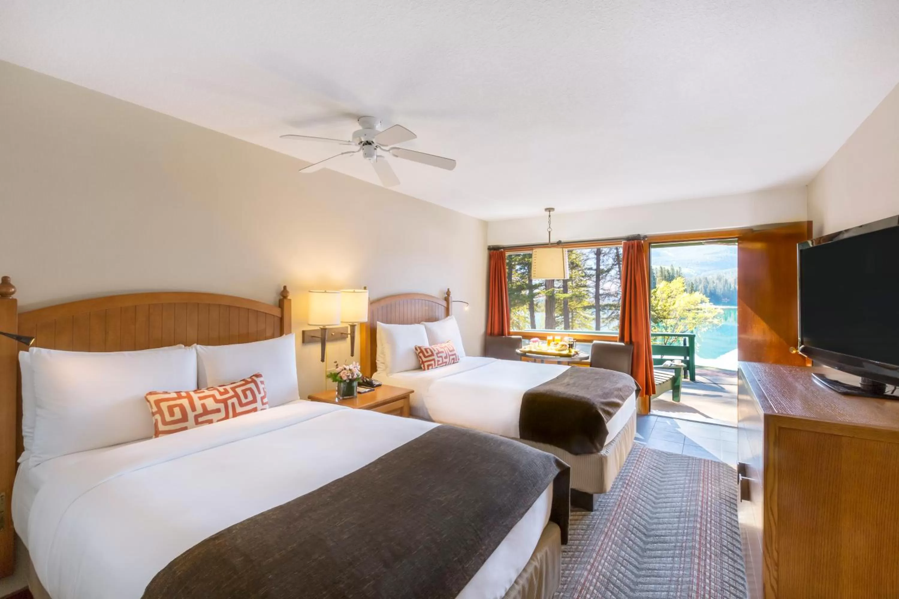 Fairmont Double Room with Two Double Beds and Patio in Fairmont Jasper Park Lodge