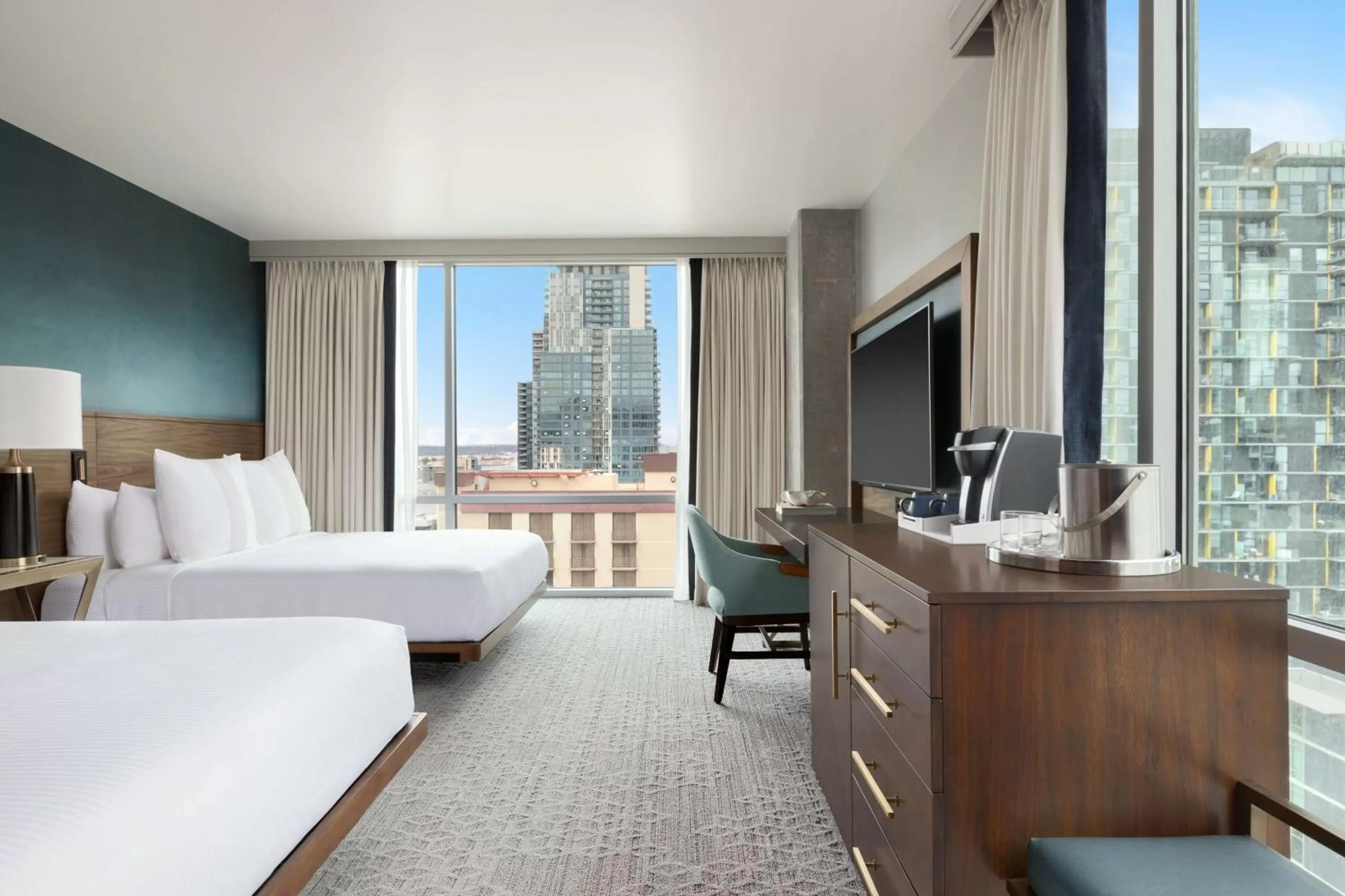 Large Corner Room with Two Queen Beds in Carte Hotel San Diego Downtown, Curio Collection By Hilton