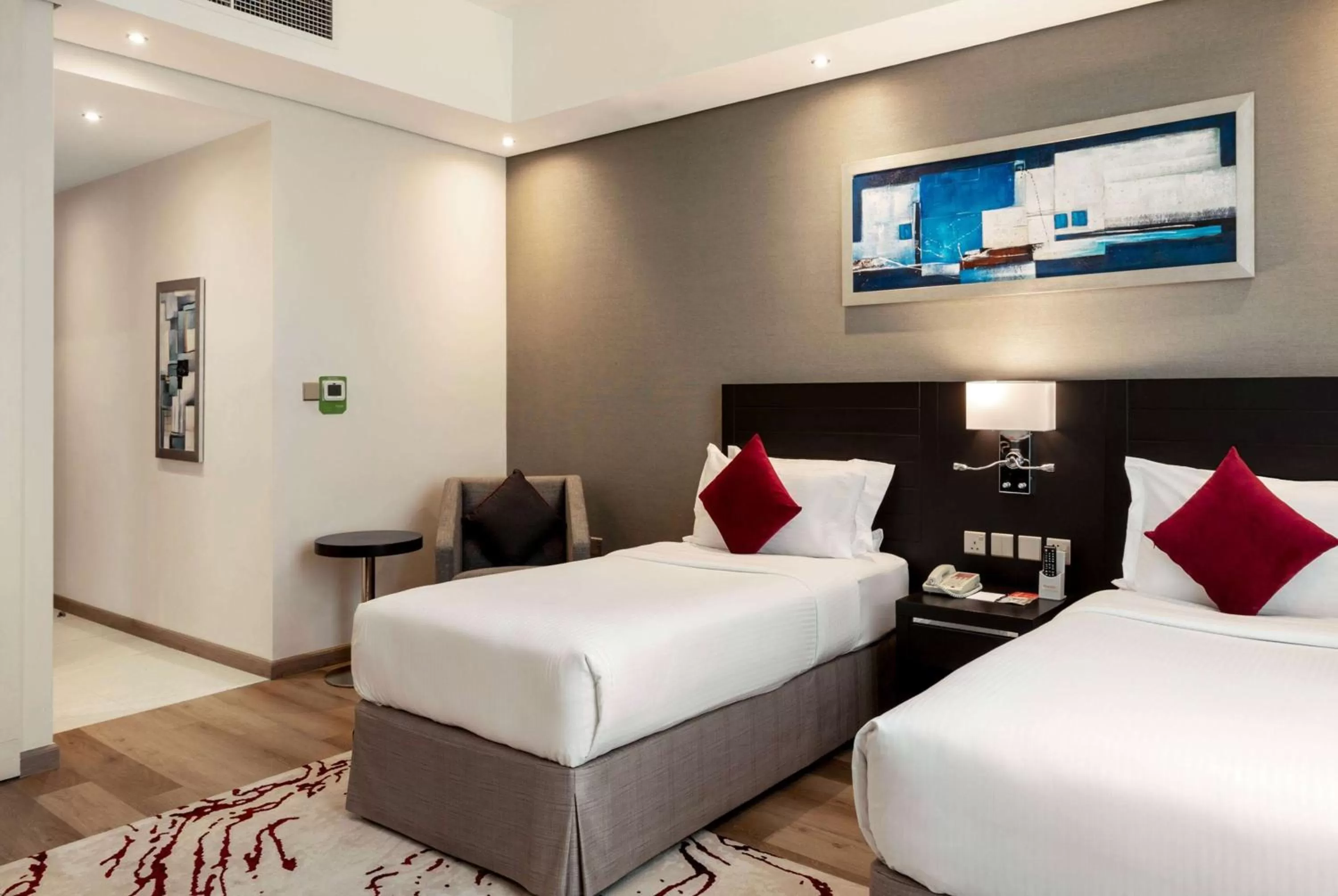 Dubai Explorer Twin Room Non-Smoking| Shuttle to JBR Beach & Outlet Mall | Free Parking, WiFi + 10% Dining Discount in Ramada by Wyndham Dubai Barsha Heights