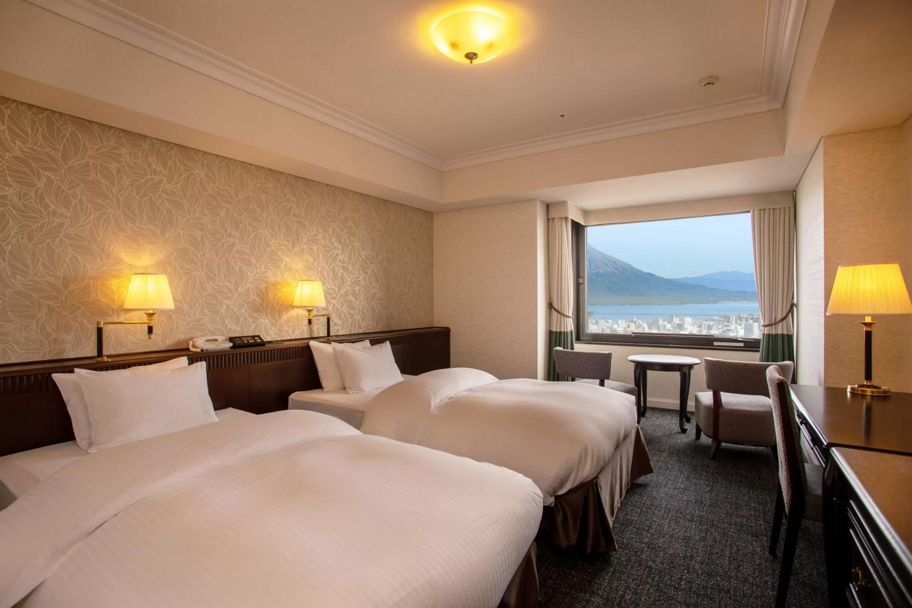 Twin Room with Sakurajima View - Non-Smoking in SHIROYAMA HOTEL kagoshima