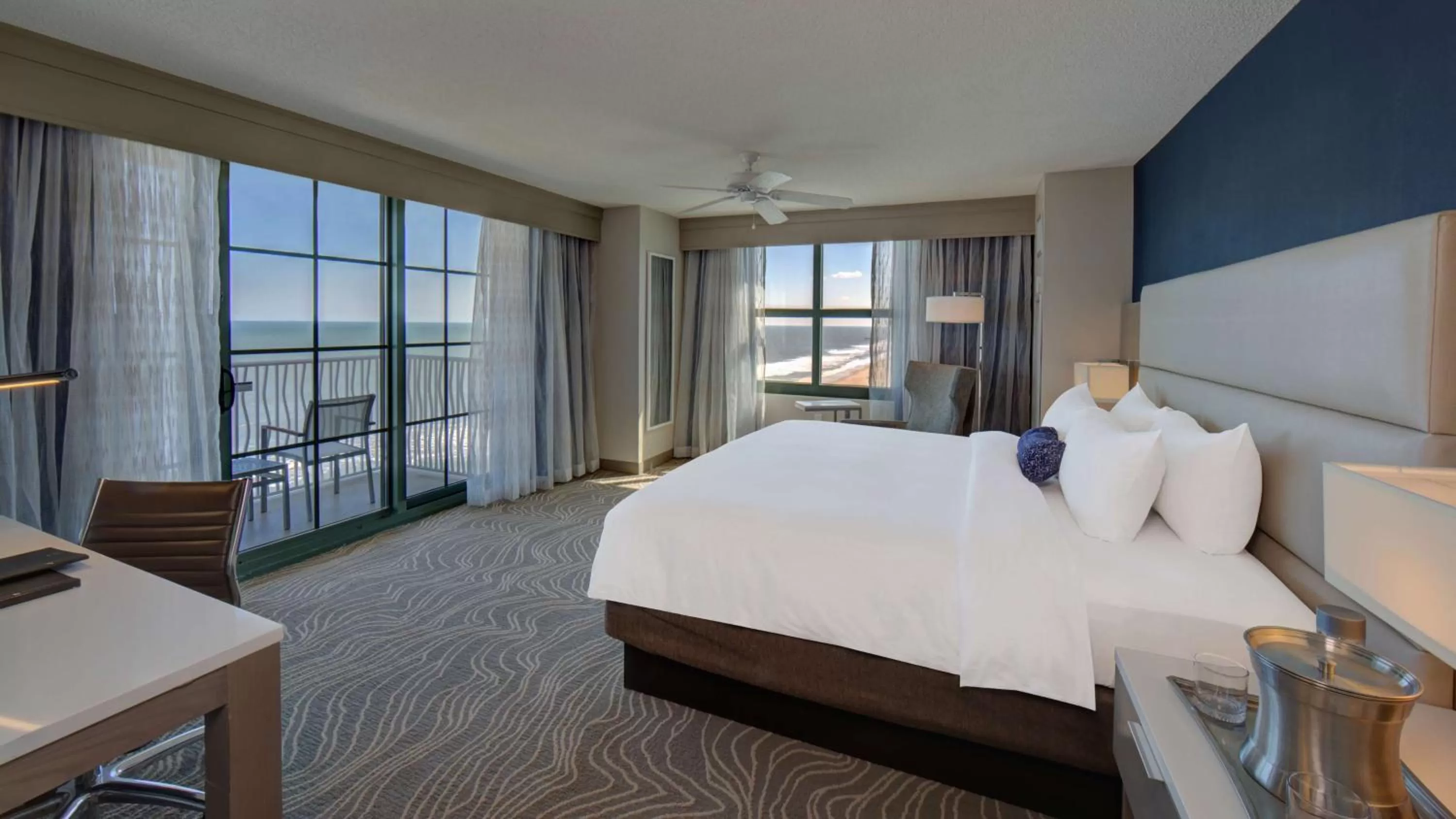 King Corner Room with Beachfront View and Balcony - single occupancy in Hilton Virginia Beach Oceanfront