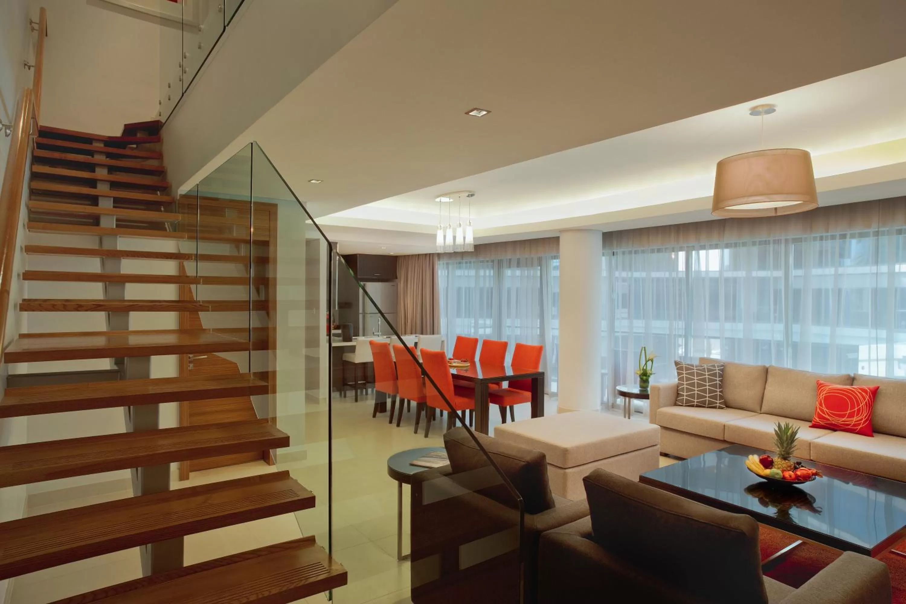 Pool View Duplex Three Bedroom Apartment with Balcony  in Majestic Arjaan by Rotana – Manama