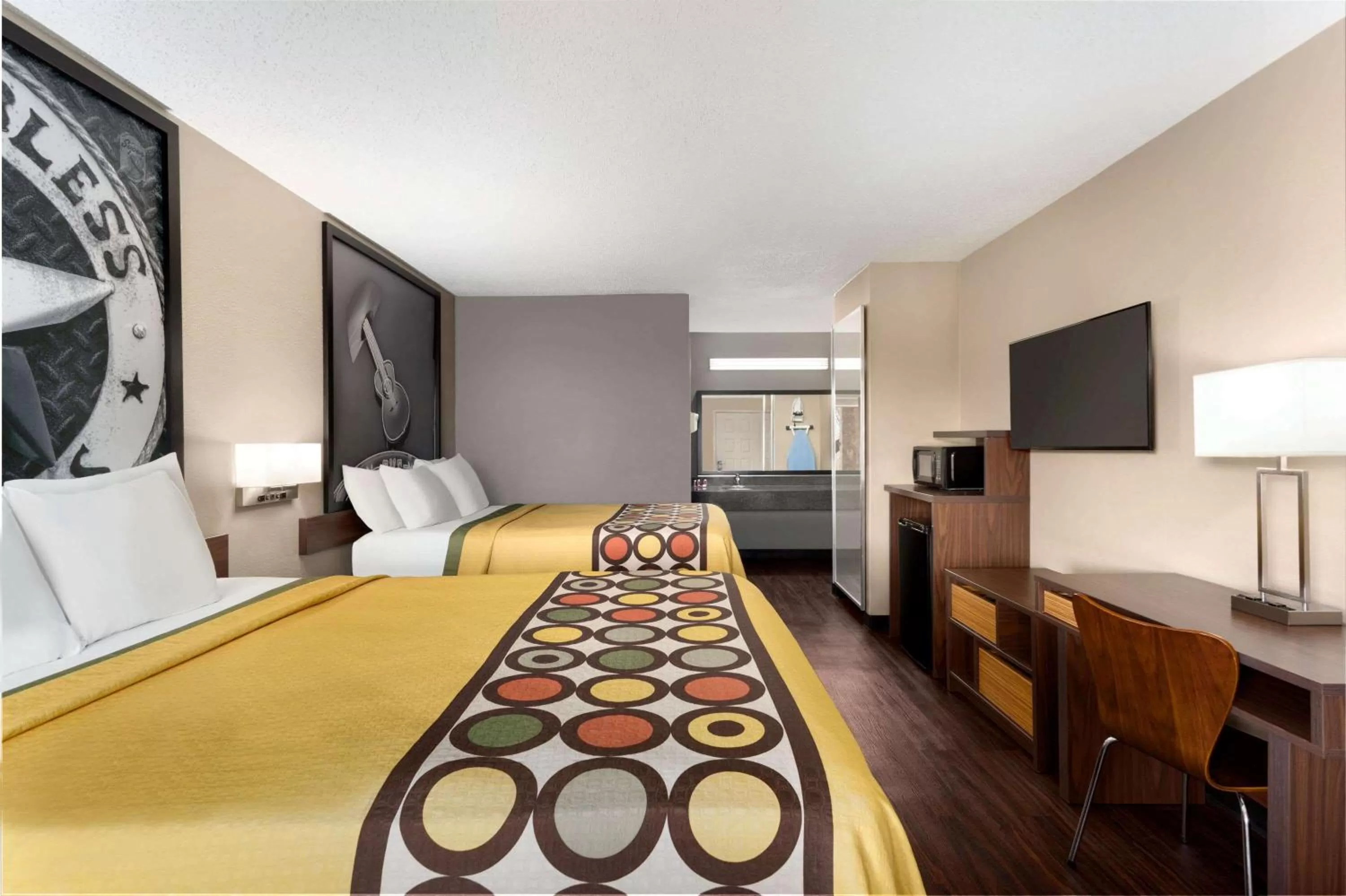 Queen Room with Two Queen Beds and Bath Tub - Mobility Accessible/Non-Smoking in Super 8 by Wyndham Universal City