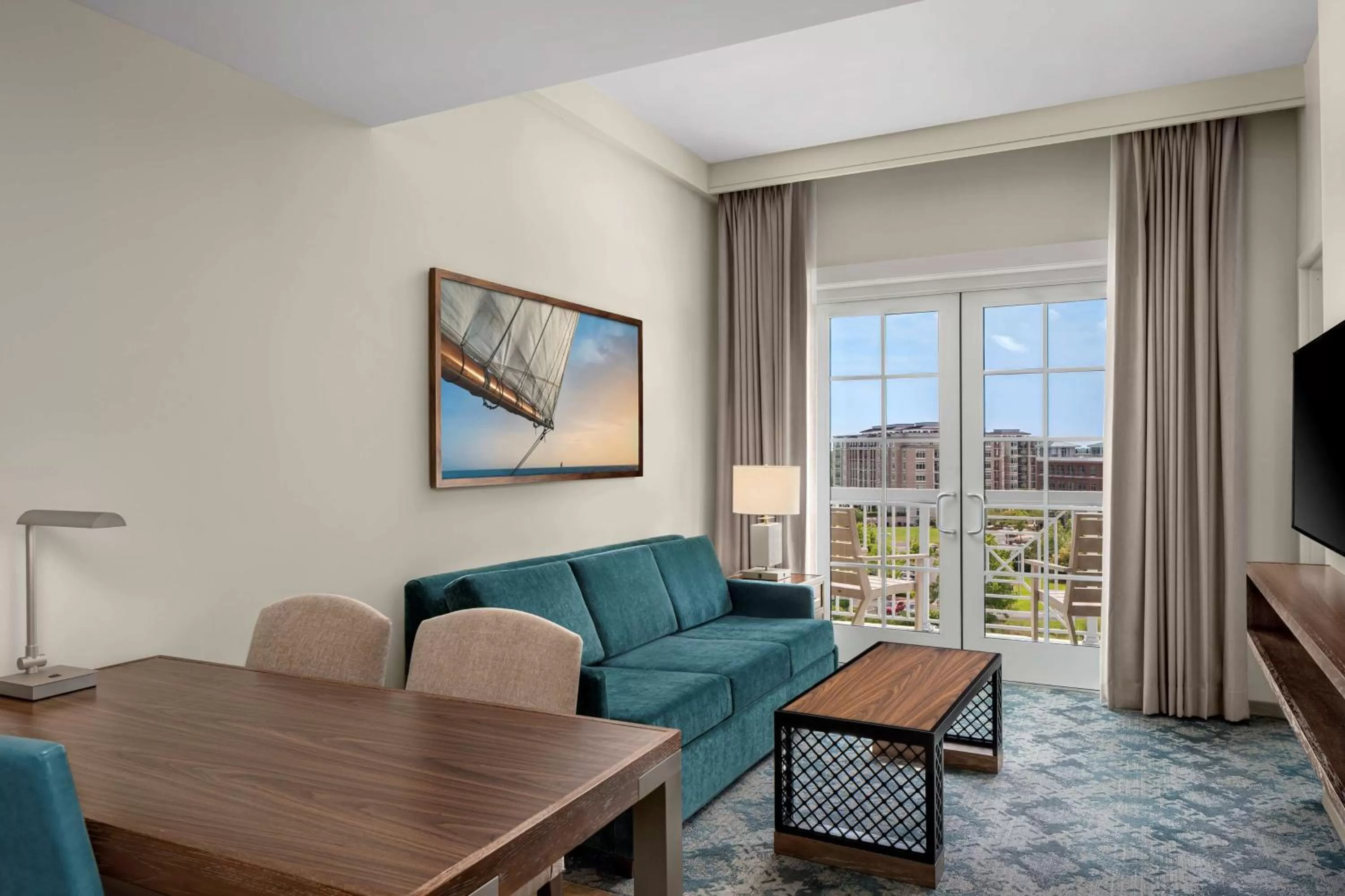 Two-Room Queen Suite with Balcony and Harbor View in Embassy Suites by Hilton Charleston Harbor Mt. Pleasant