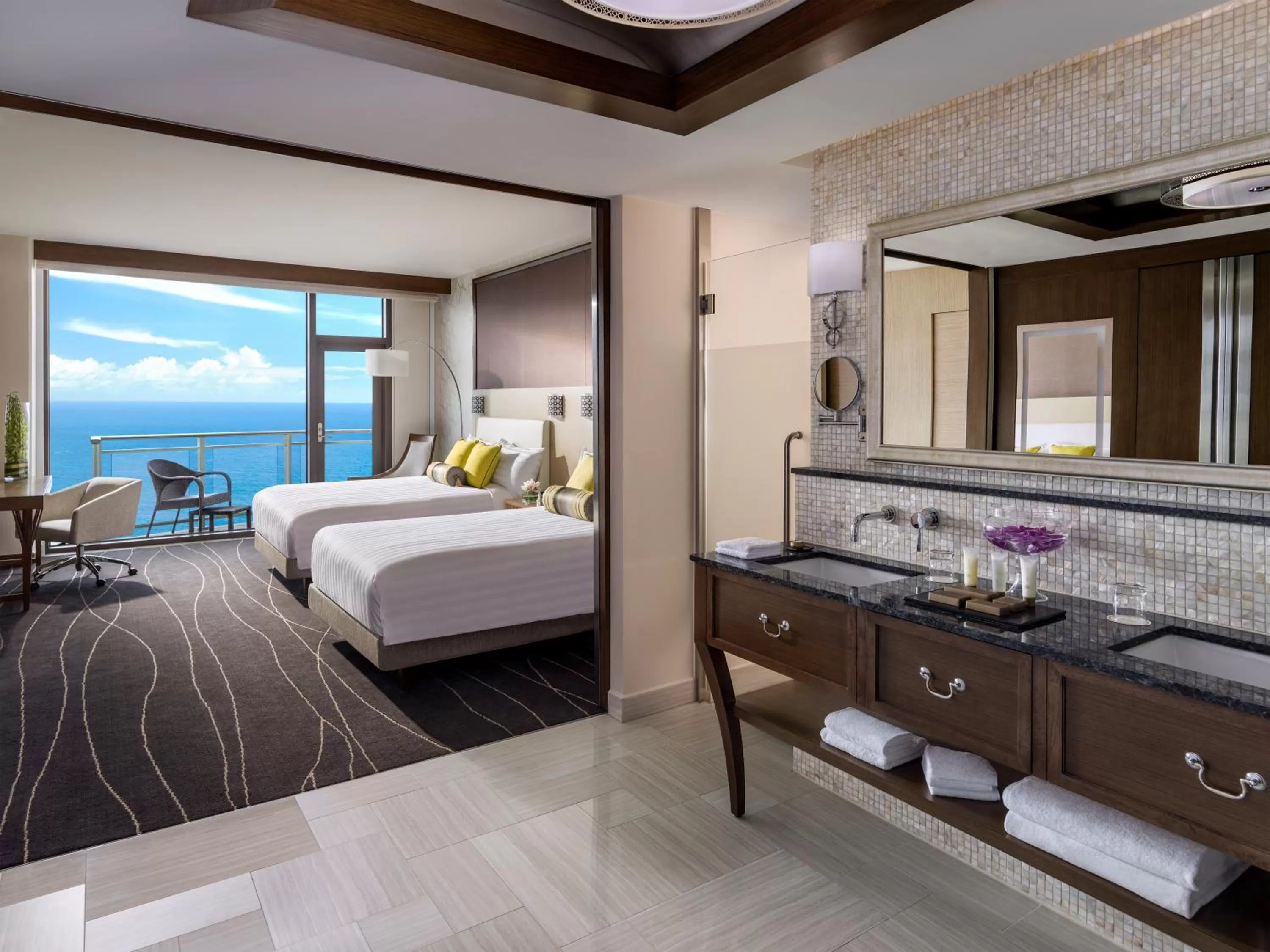 Bathroom, Bed in Dusit Thani Guam Resort