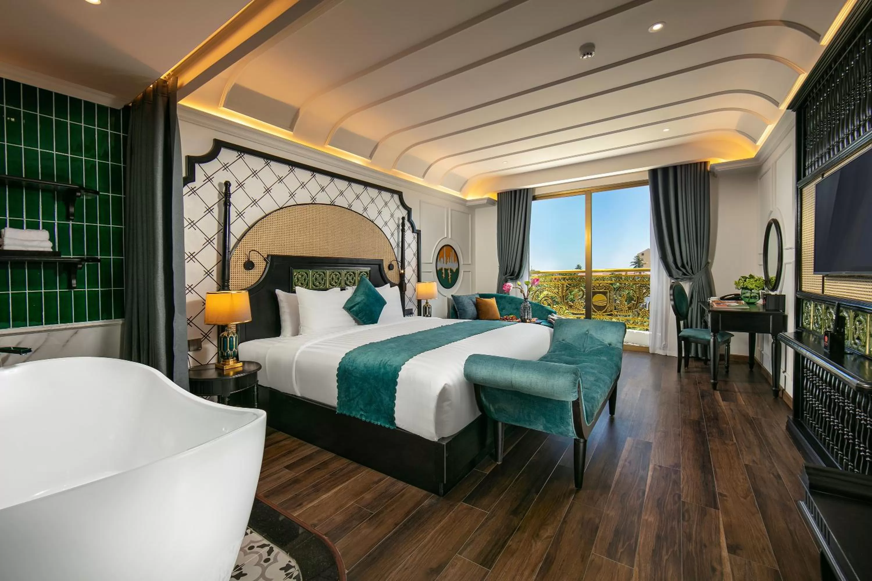 Deluxe Double Room with Balcony in Grand Sunrise Palace Hoi An- A Luxury Indochine Hotel & Spa