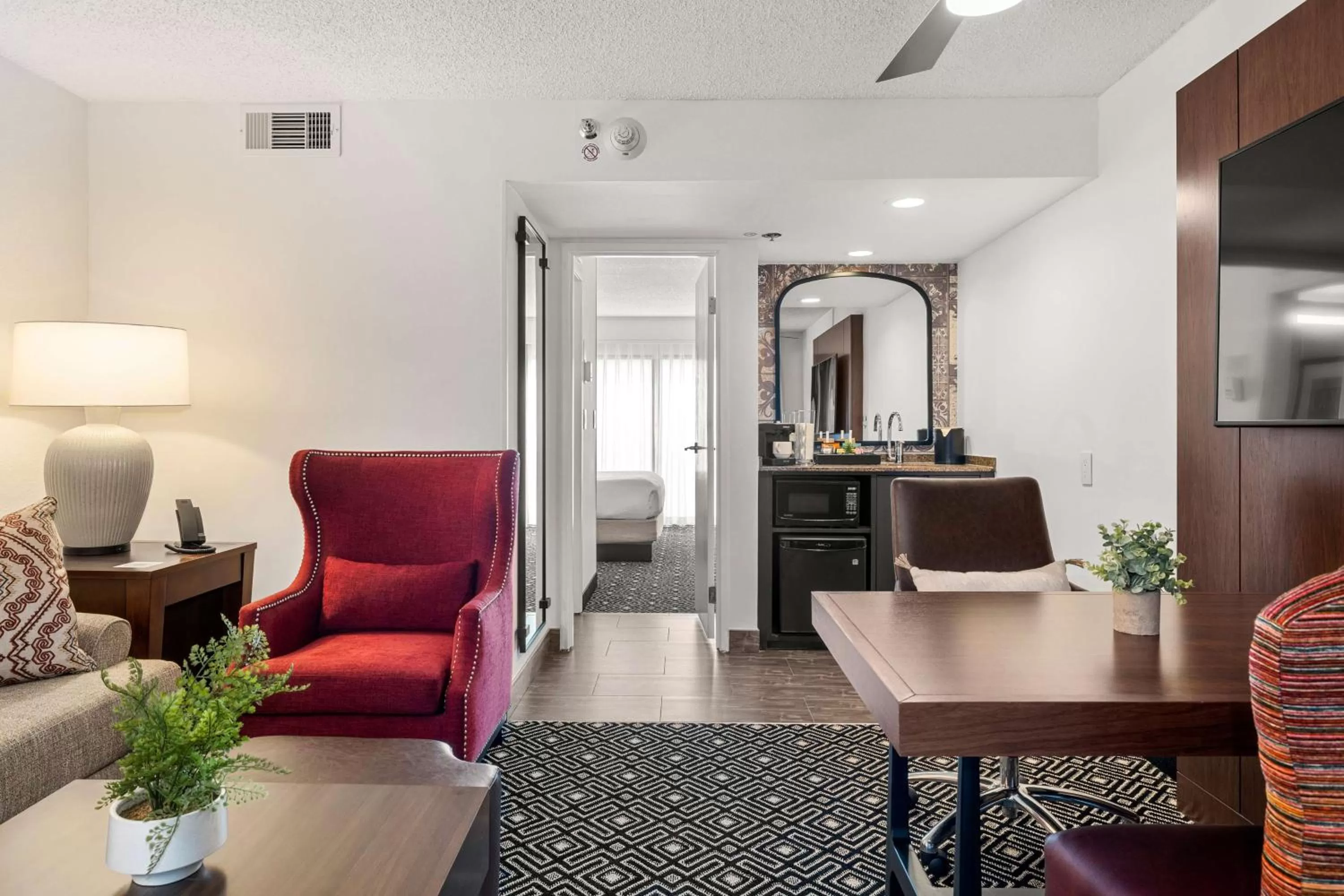 Two-Room Suite with One King Bed and Roll-In Shower in Embassy Suites by Hilton Los Angeles International Airport South