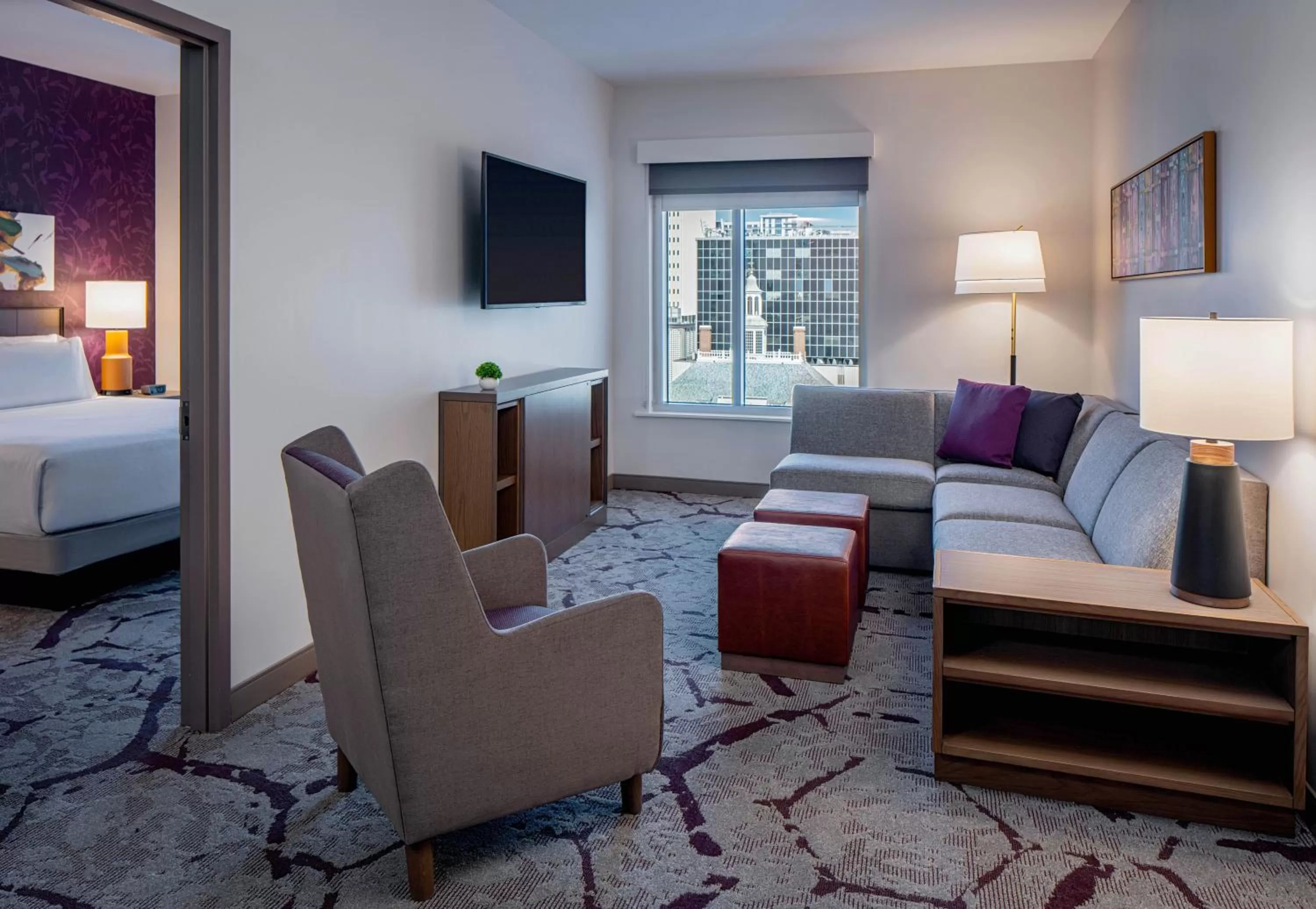 One-Bedroom King Suite with Kitchen, Sofa Bed and View in Hyatt House Tampa Downtown