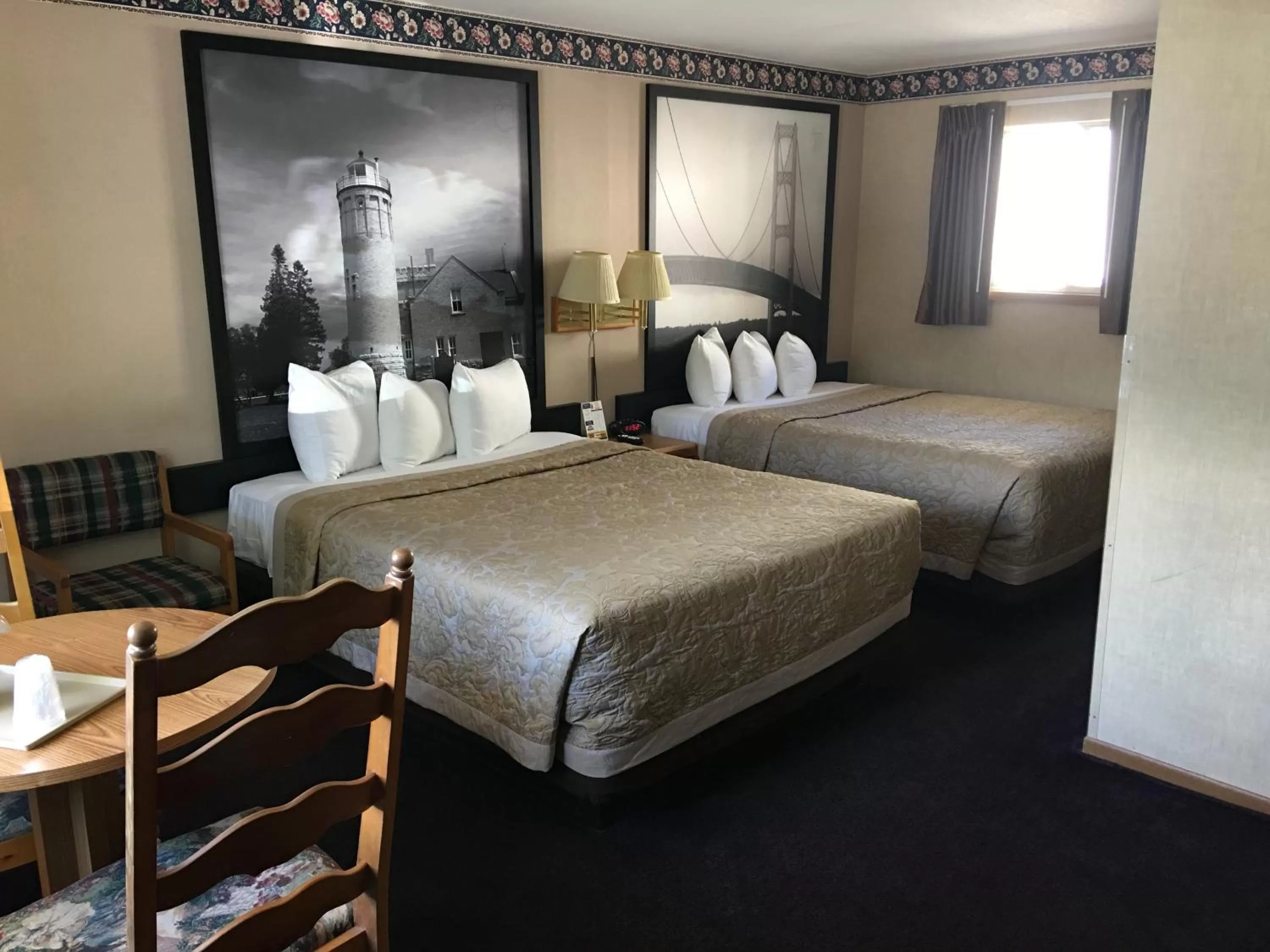 Lakefront Deluxe Queen Room with Two Queen Beds - Non-Smoking in Super 8 Beachfront by Wyndham Mackinaw City, MI