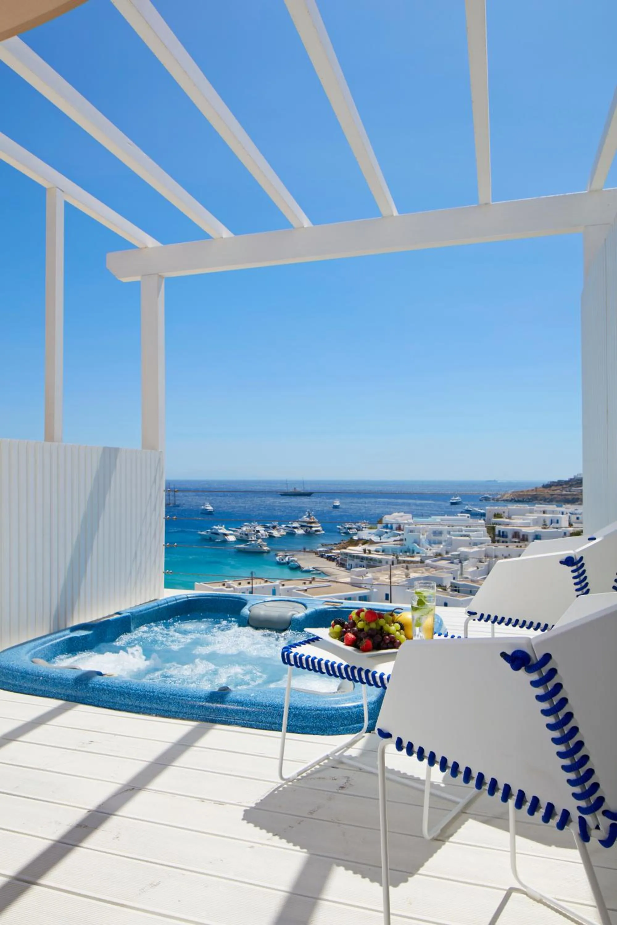 True Blue Double Room with Outdoor Hot Tub in Myconian Ambassador Relais & Chateaux