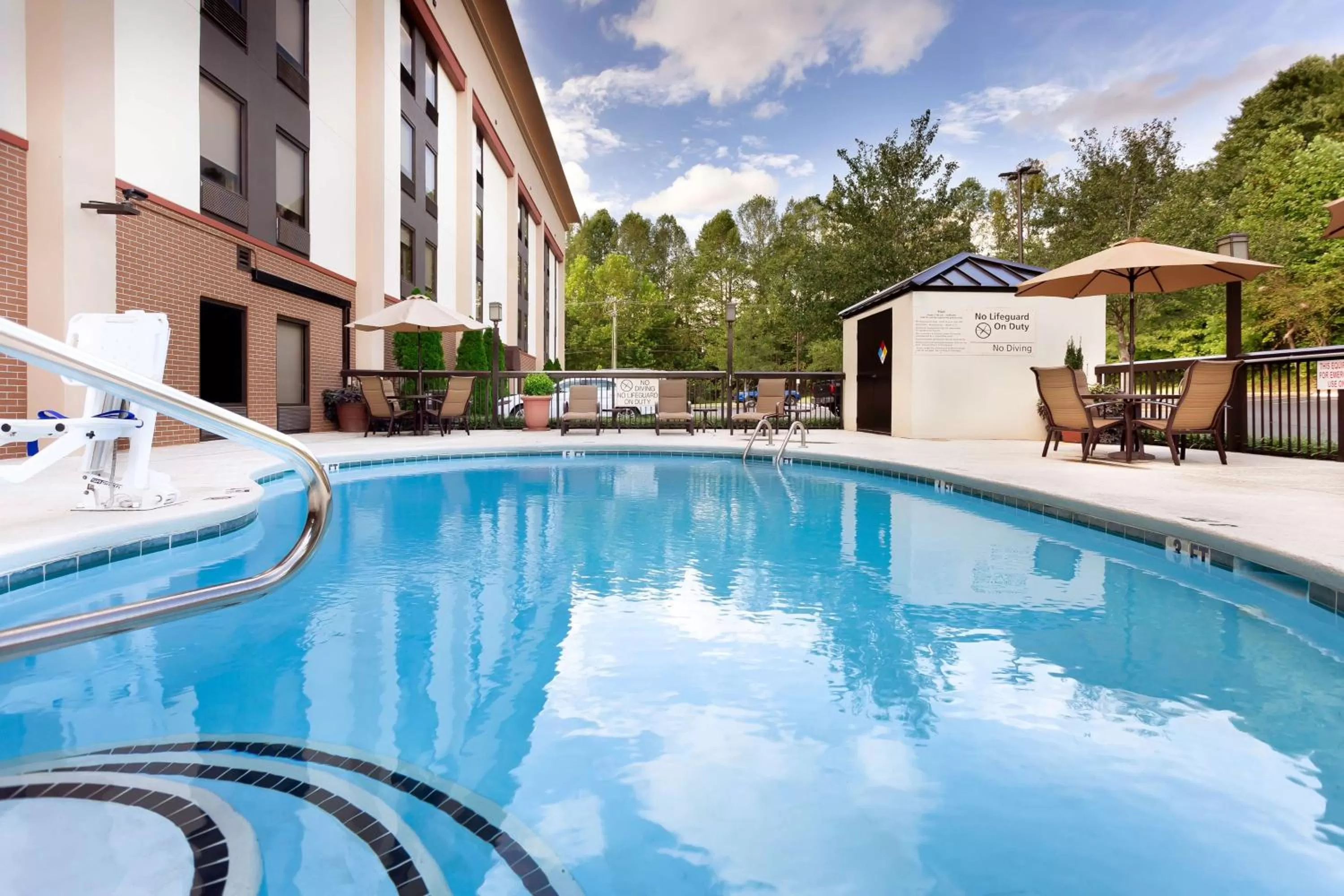 Pool view in Hampton Inn Morganton