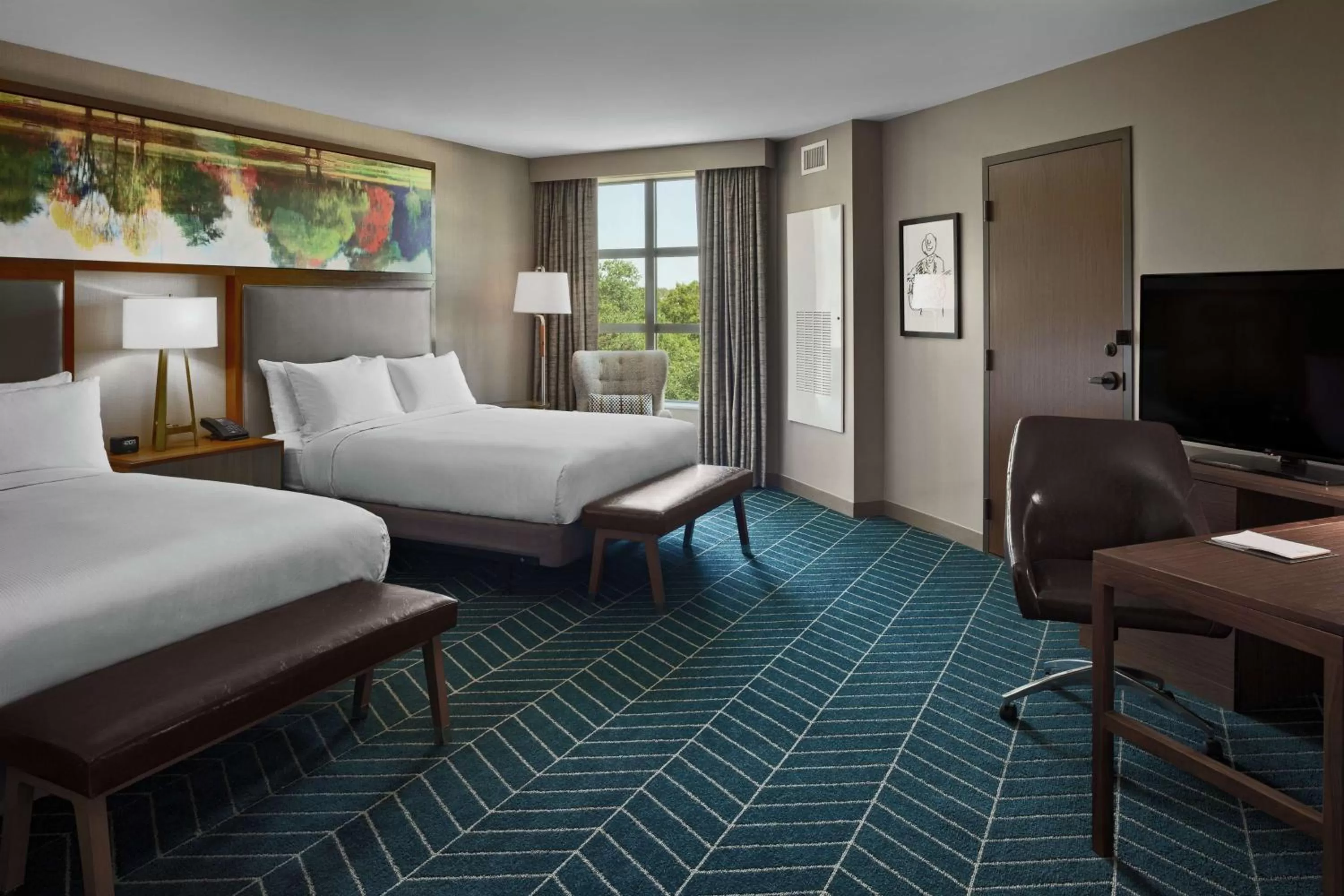 Queen Room with Two Queen Beds and Roll-In Shower - Mobility and Hearing Access in The Bevy Hotel Boerne, A Doubletree By Hilton
