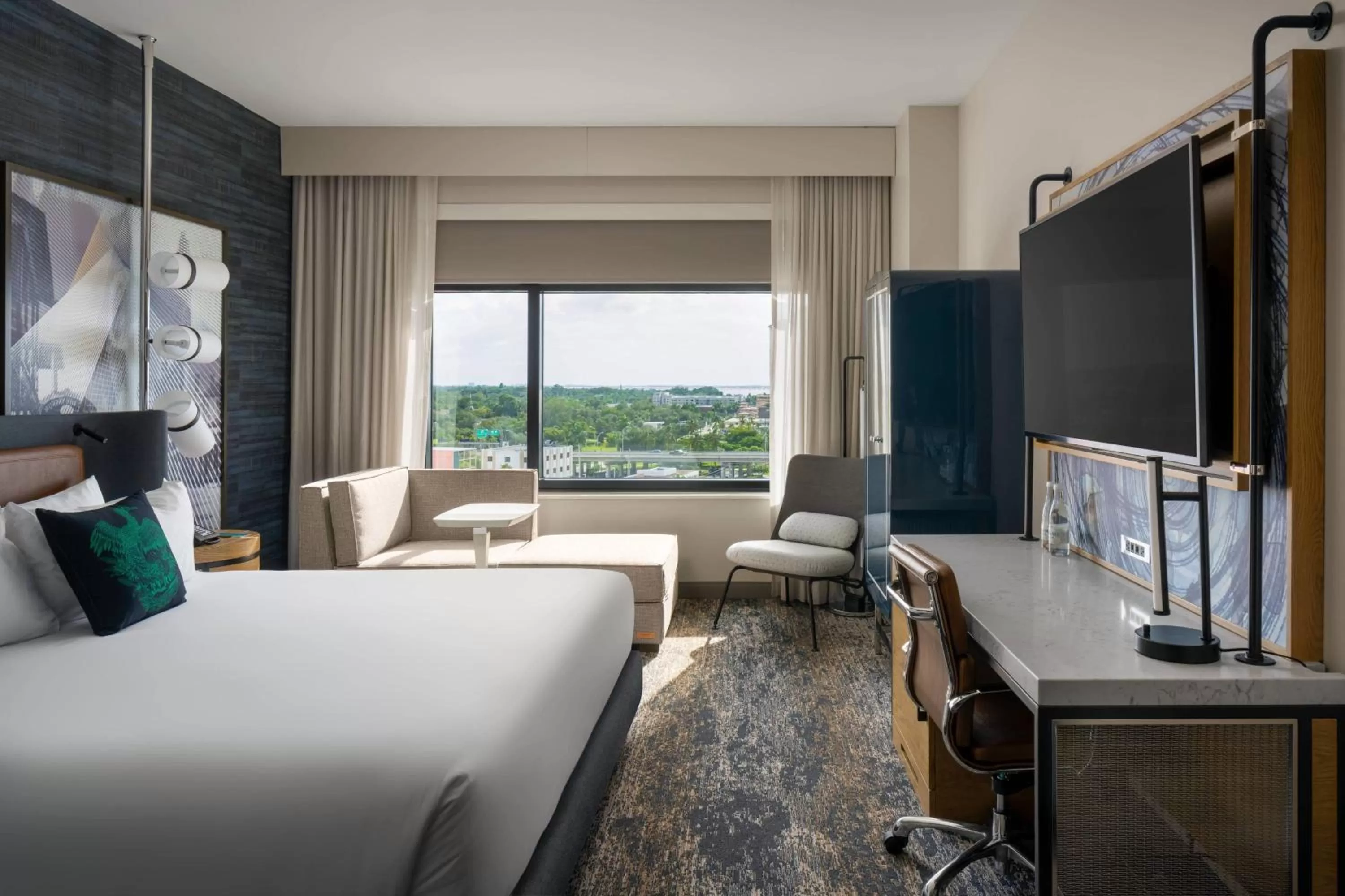 King Room Chaise Lounge, Guest room, 1 King (Mobility Accessible w/ Roll-in Shower) in Luminary Hotel & Co., Autograph Collection