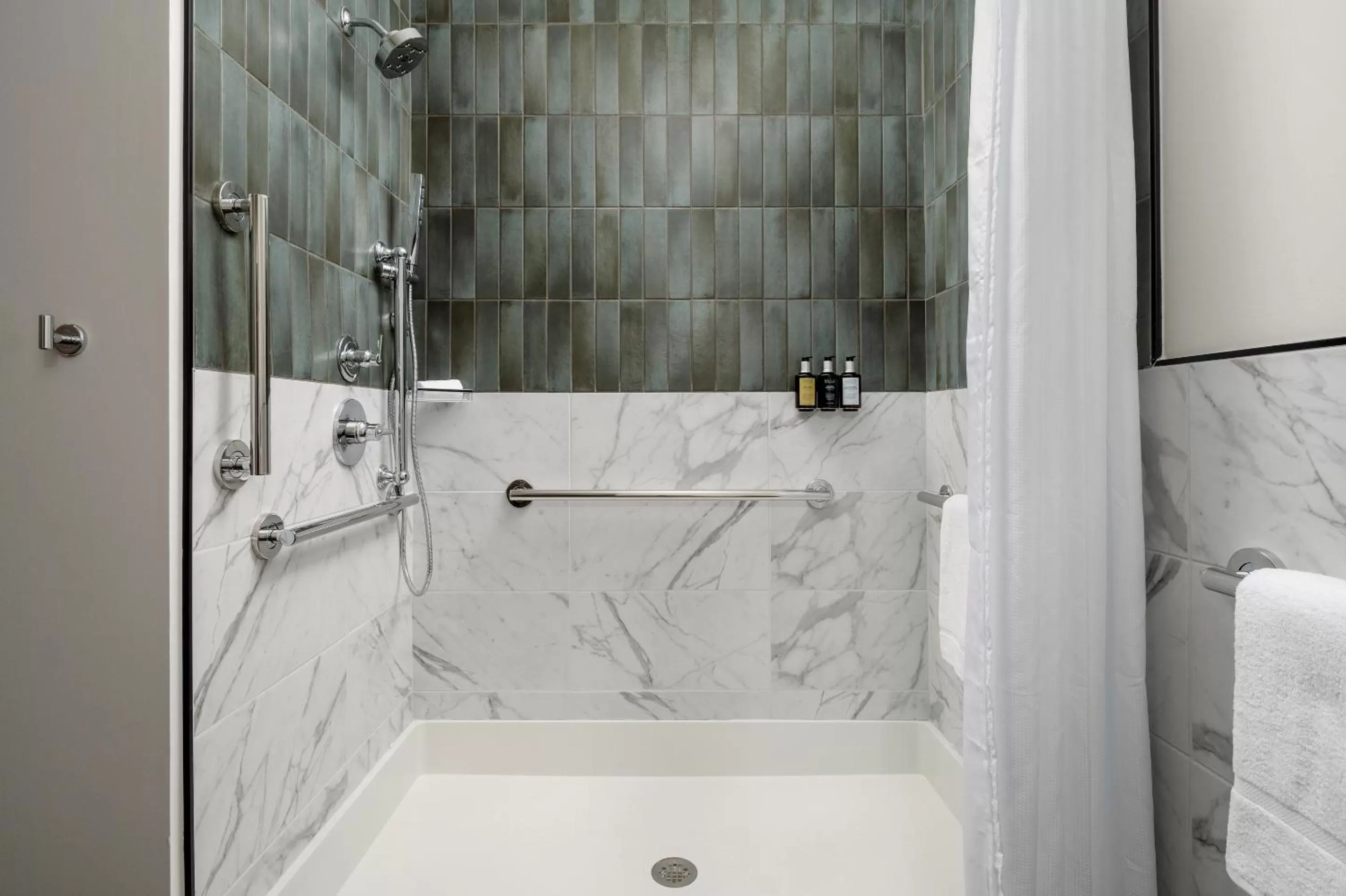 Double Queen Accessible Roll In Shower in Origin Austin, a Wyndham Hotel
