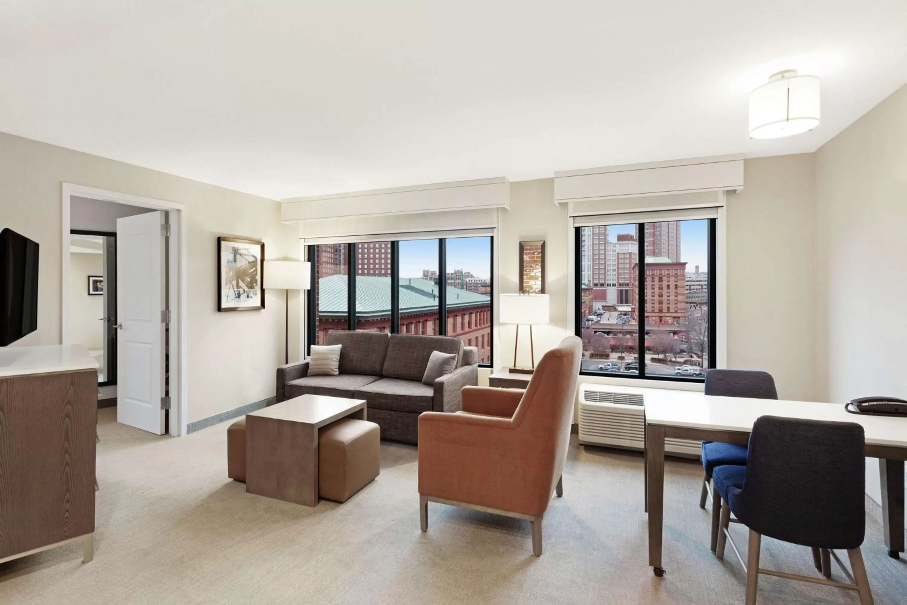 One-Bedroom Corner King Suite - Hearing Accessible in Homewood Suites by Hilton Providence Downtown