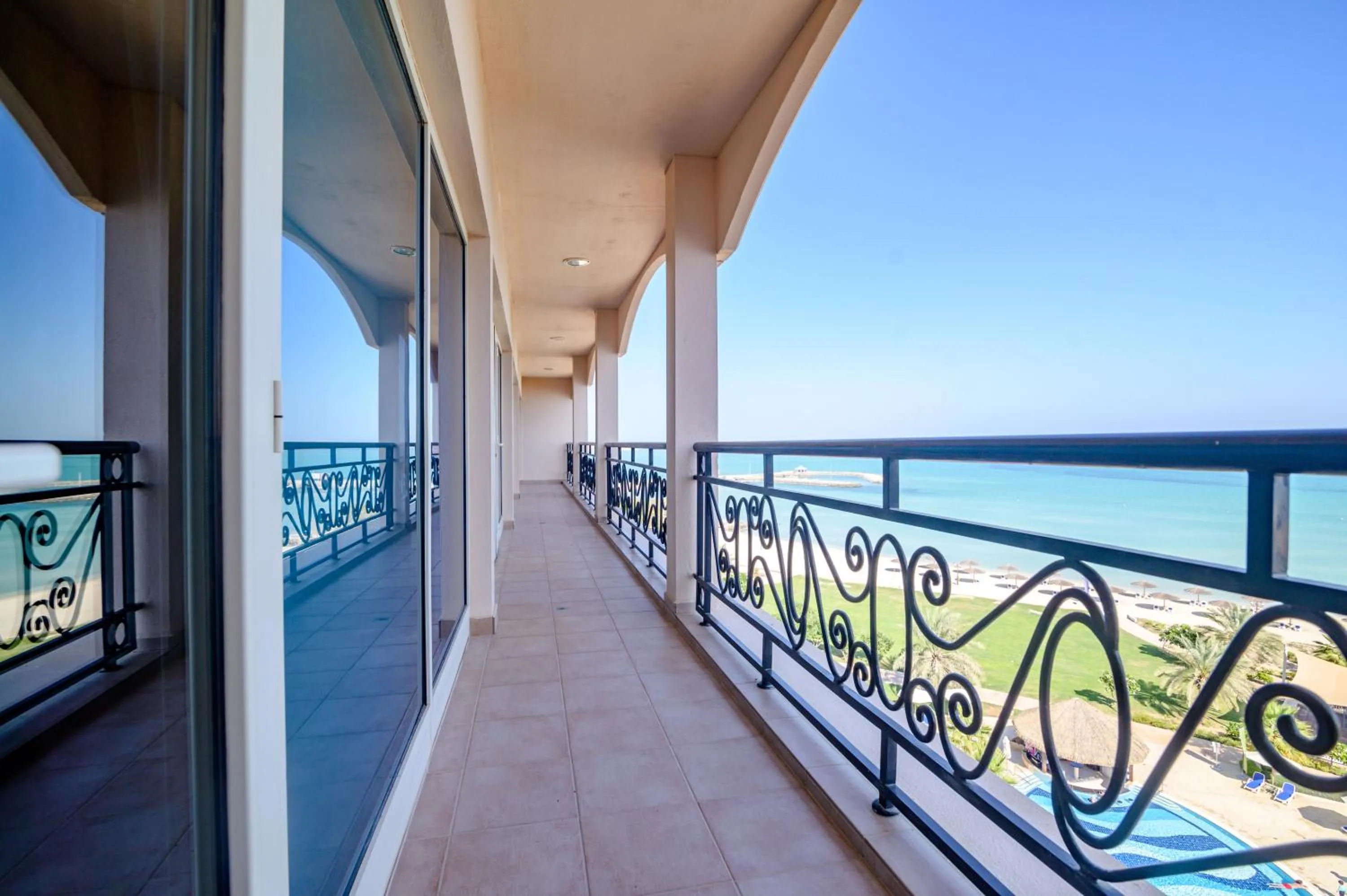 Presidential Suite with one bedroom, massive dining and living room, balcony, private terrace sea view  in Danat Jebel Dhanna Resort