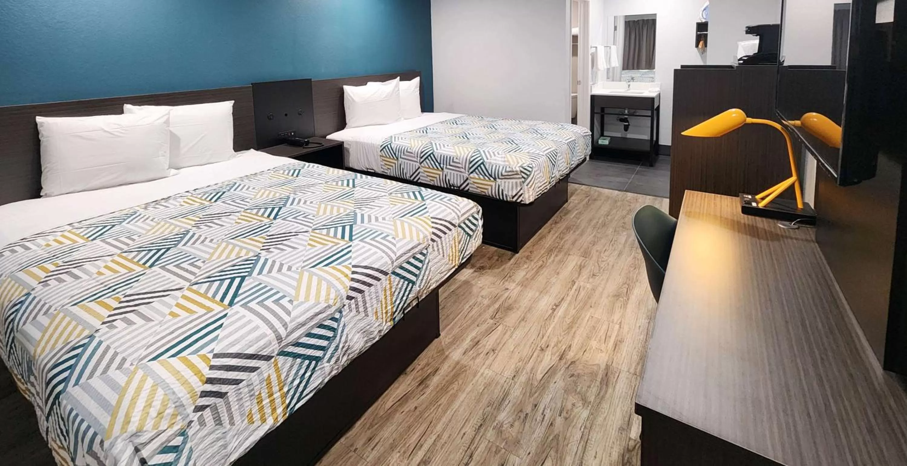 Queen Room with Two Queen Beds - single occupancy - Disability Access - Roll In Shower in Studio 6 Suites San Ysidro CA San Diego South Bay