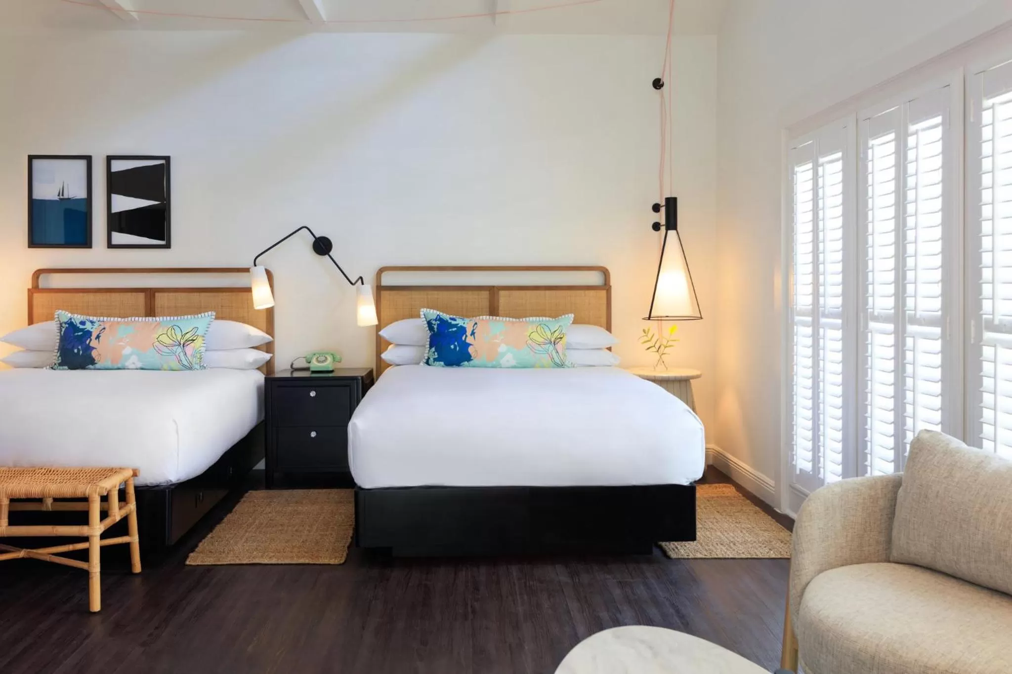 Queen Room with Two Queen Beds and Mobility Accessible Roll-In Shower in Winslow's Bungalows - Key West Historic Inns