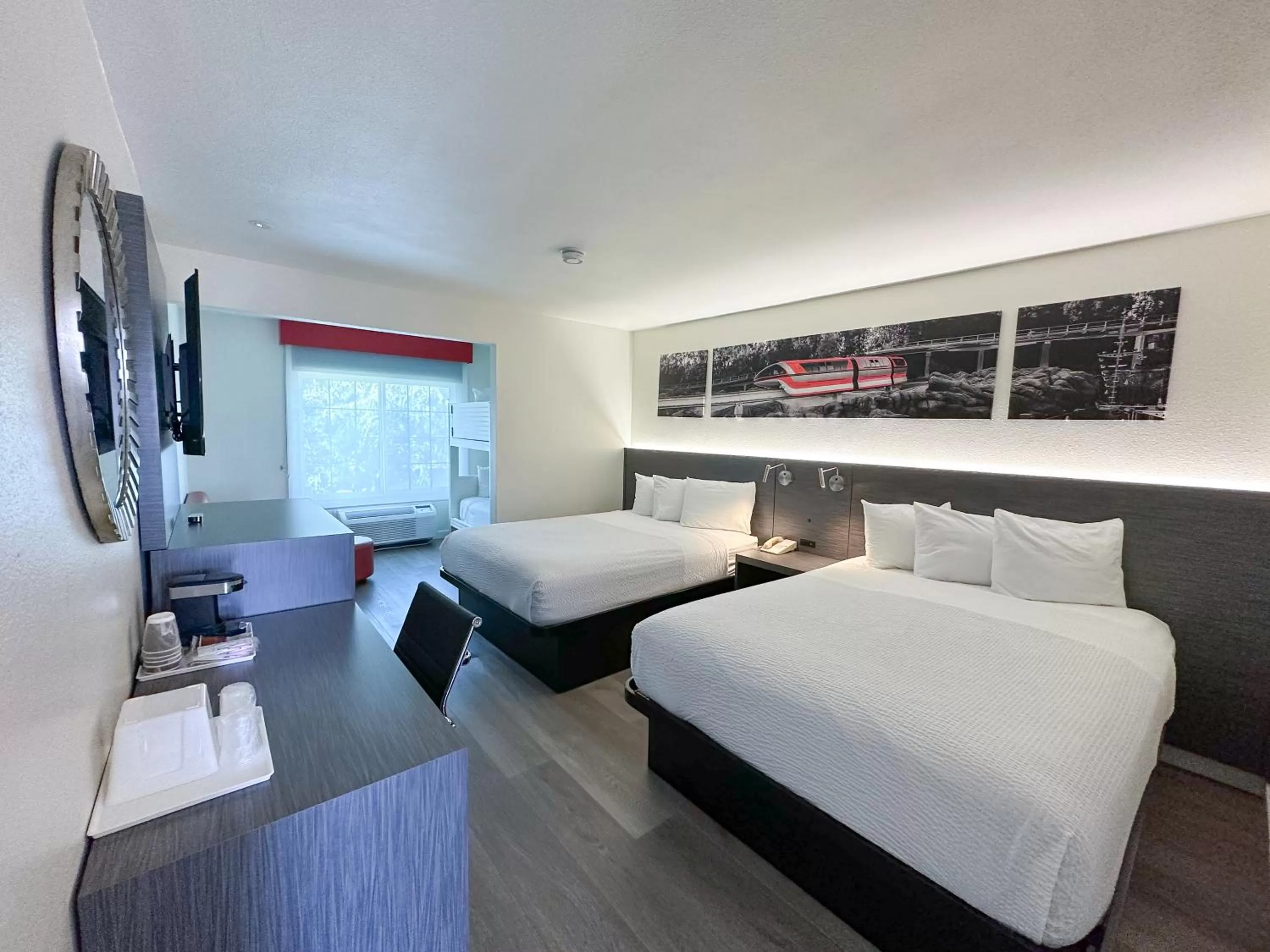 Queen Room with Two Queen Beds and a Bunk Bed - Non-Smoking in Ramada by Wyndham Anaheim Convention Center