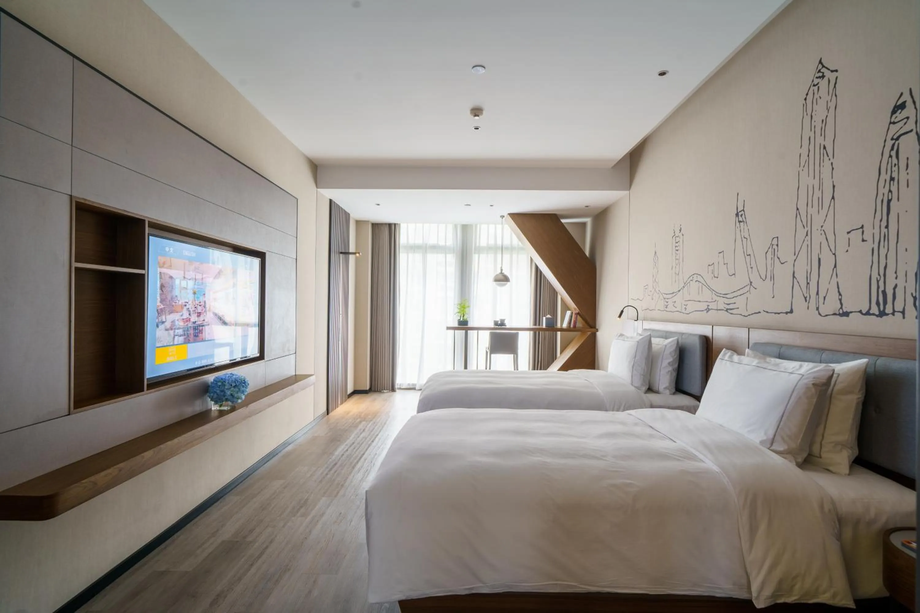 Garden View Deluxe Twin Room in UrCove by HYATT Futian CBD