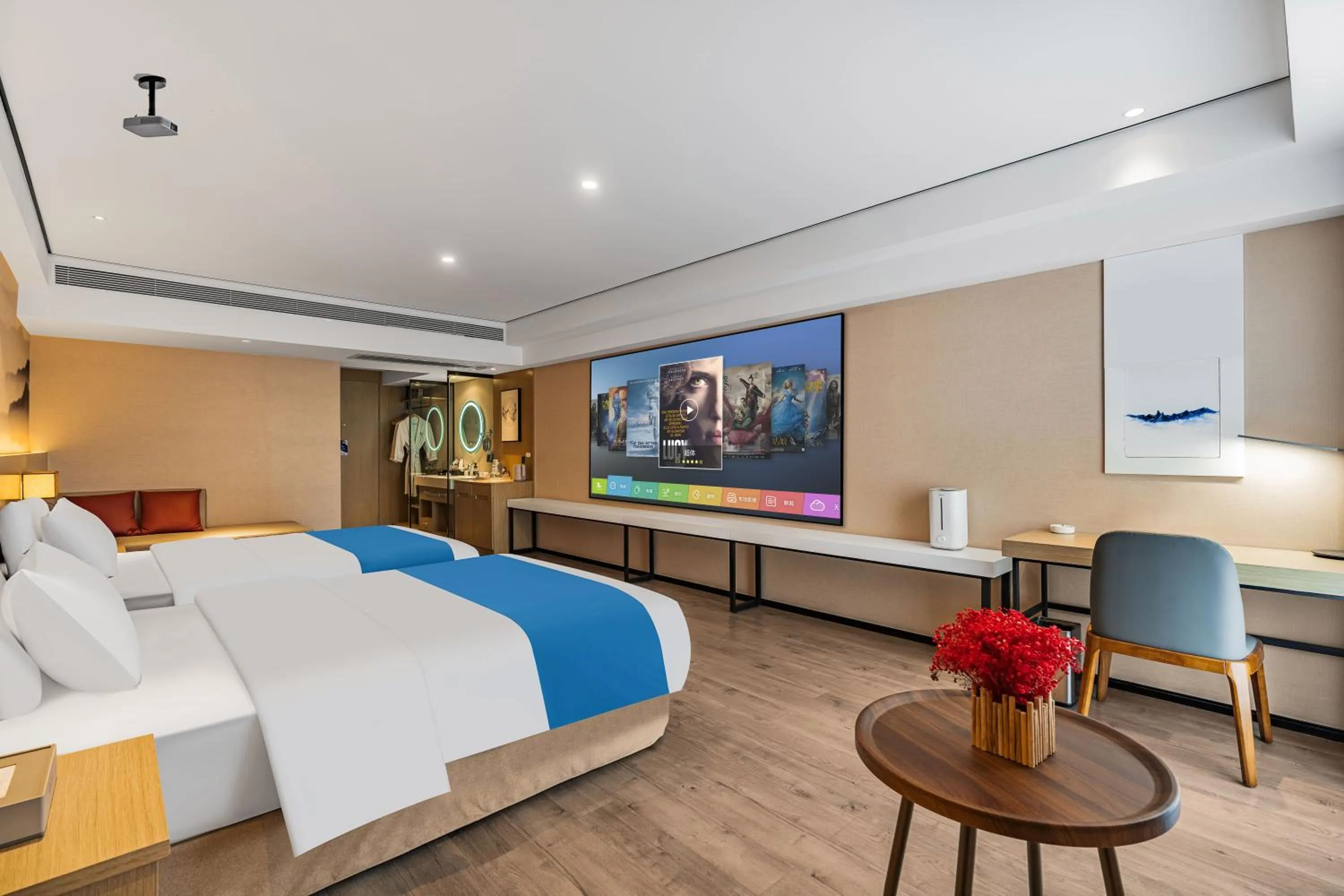 Theater Room with Two Double Beds, Non-Smoking in Ramada Encore by Wyndham Kunming Guandu