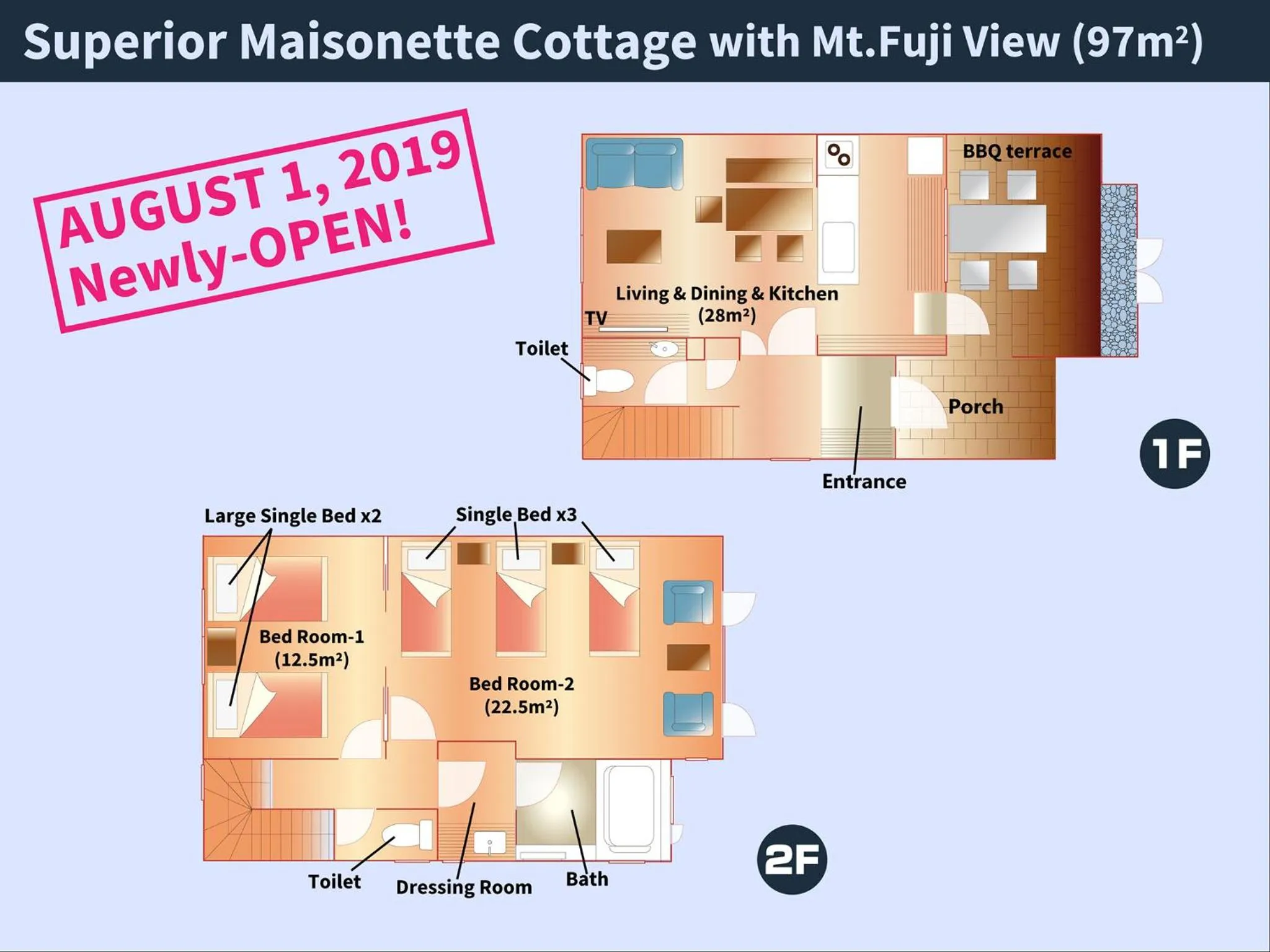 Superior Maisonette Cottage with Mt.Fuji View in Villa Ensoleille