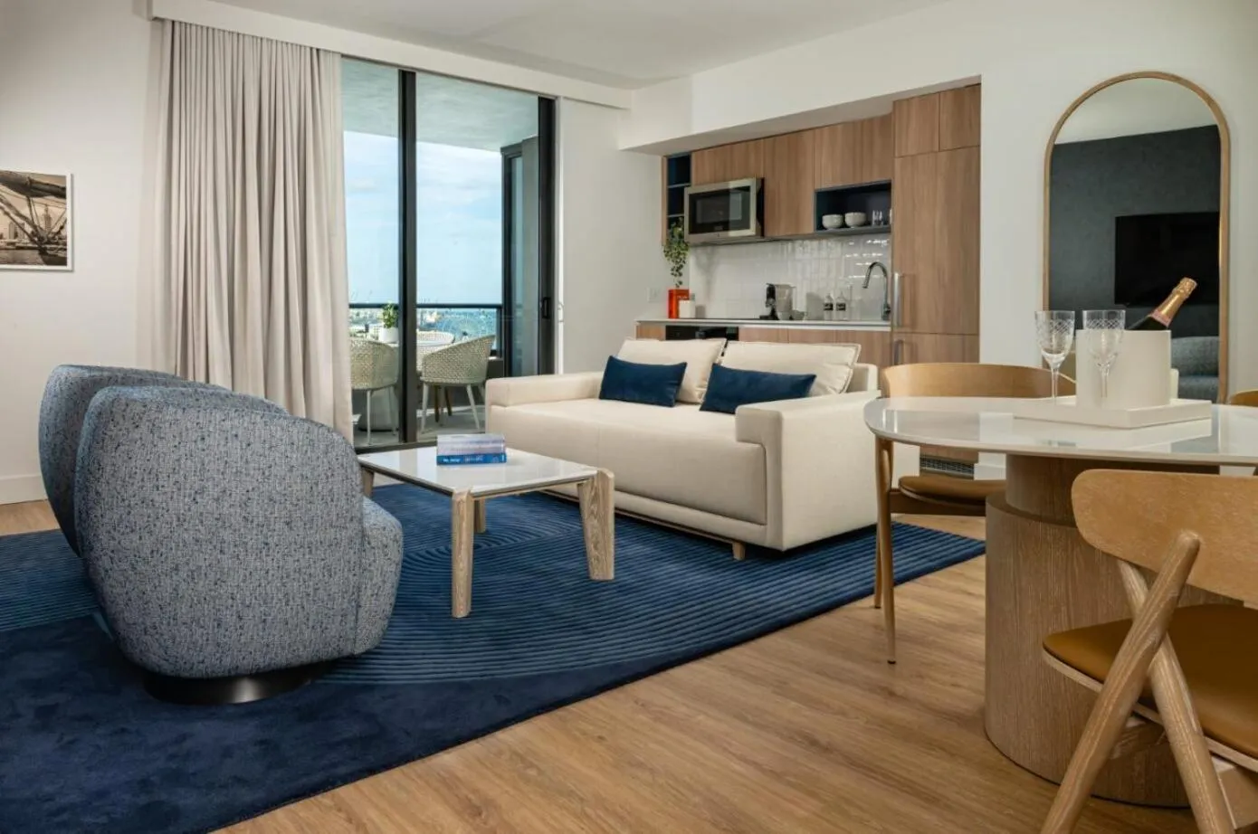 City view Two Bedroom Residences with Three Beds, Kitchen & Balcony in Gale Miami Hotel & Residences