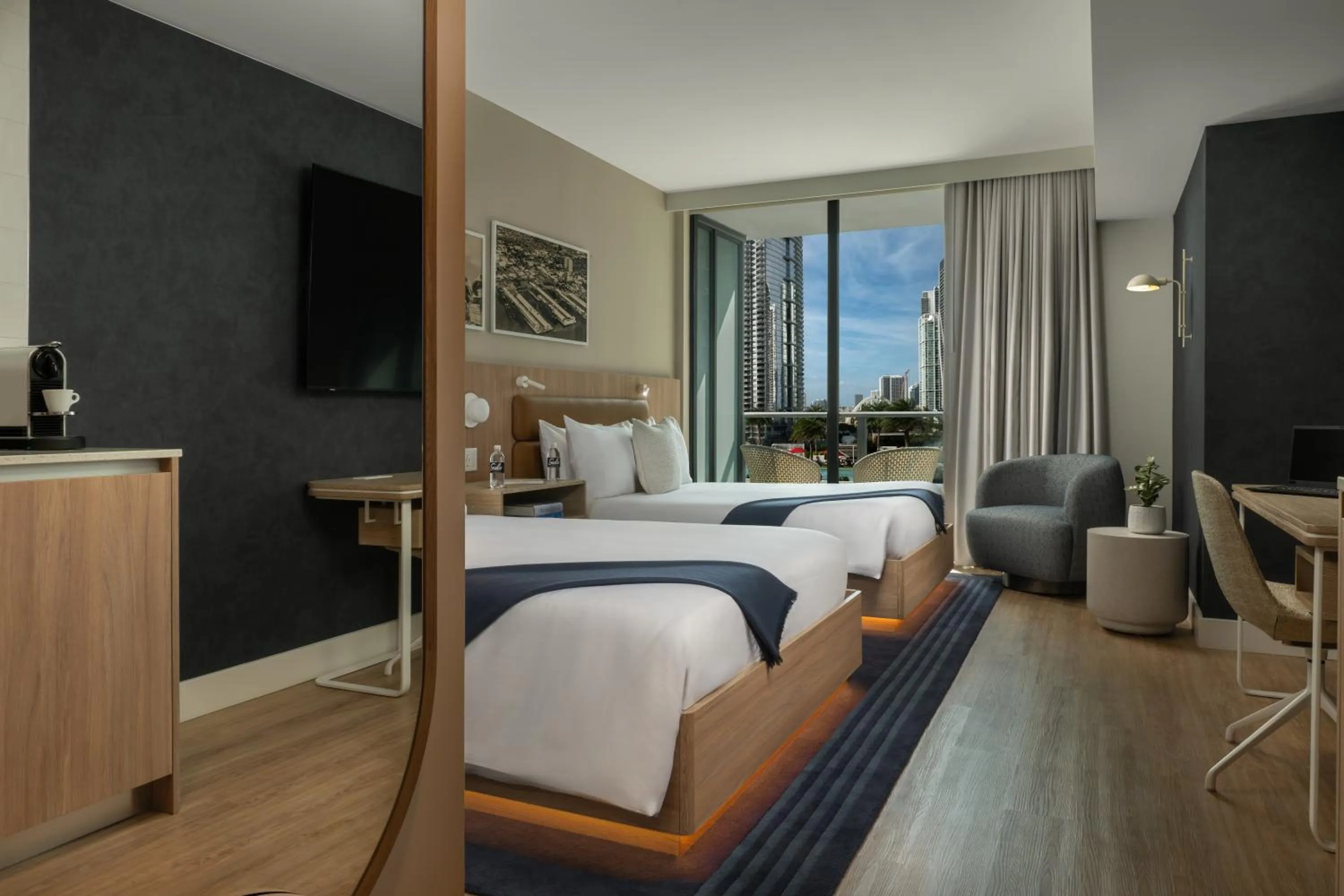 City view Studio with Two Beds & Balcony in Gale Miami Hotel & Residences
