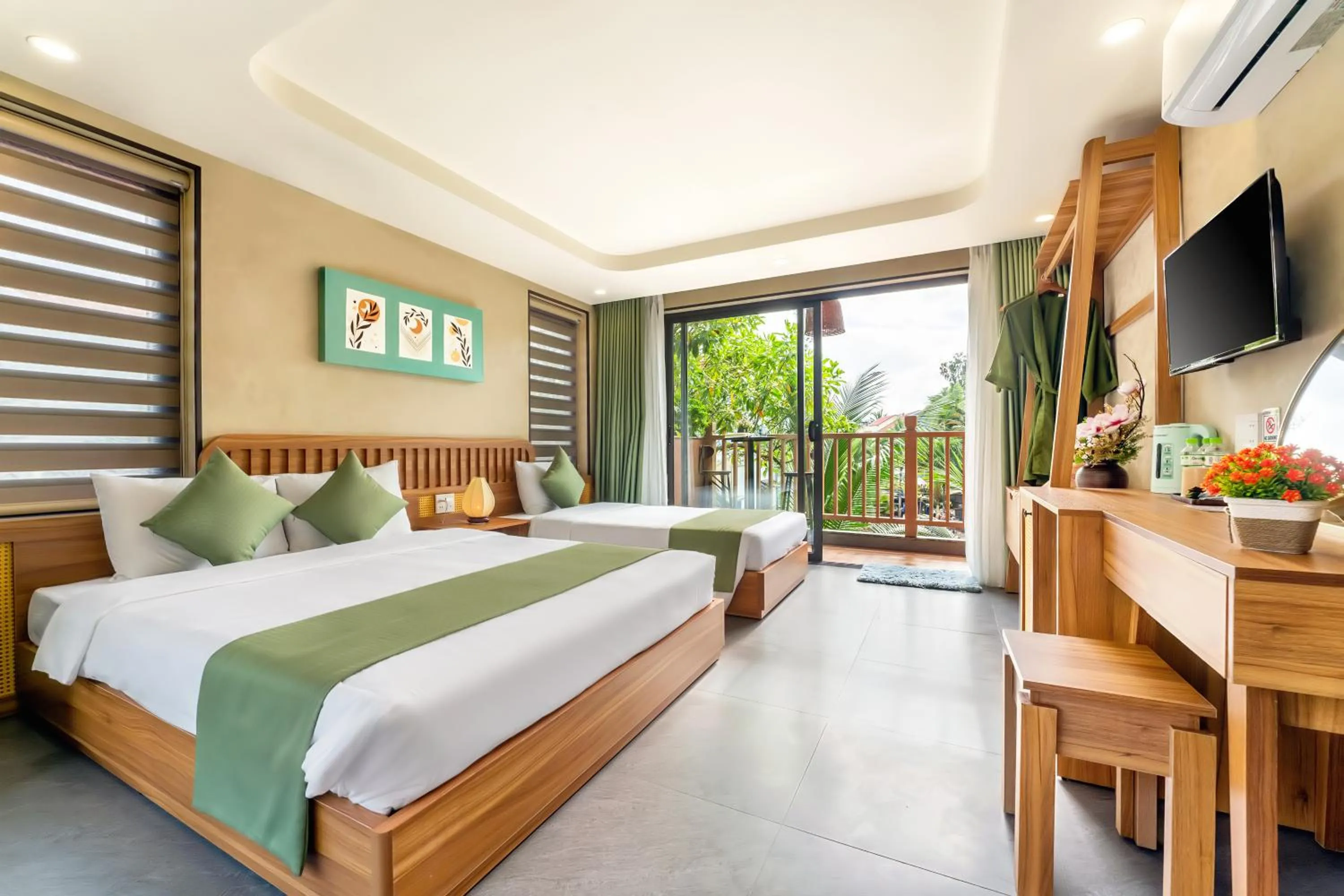 Triple Room with Garden View in The Linh Seaside Villa Hoi An