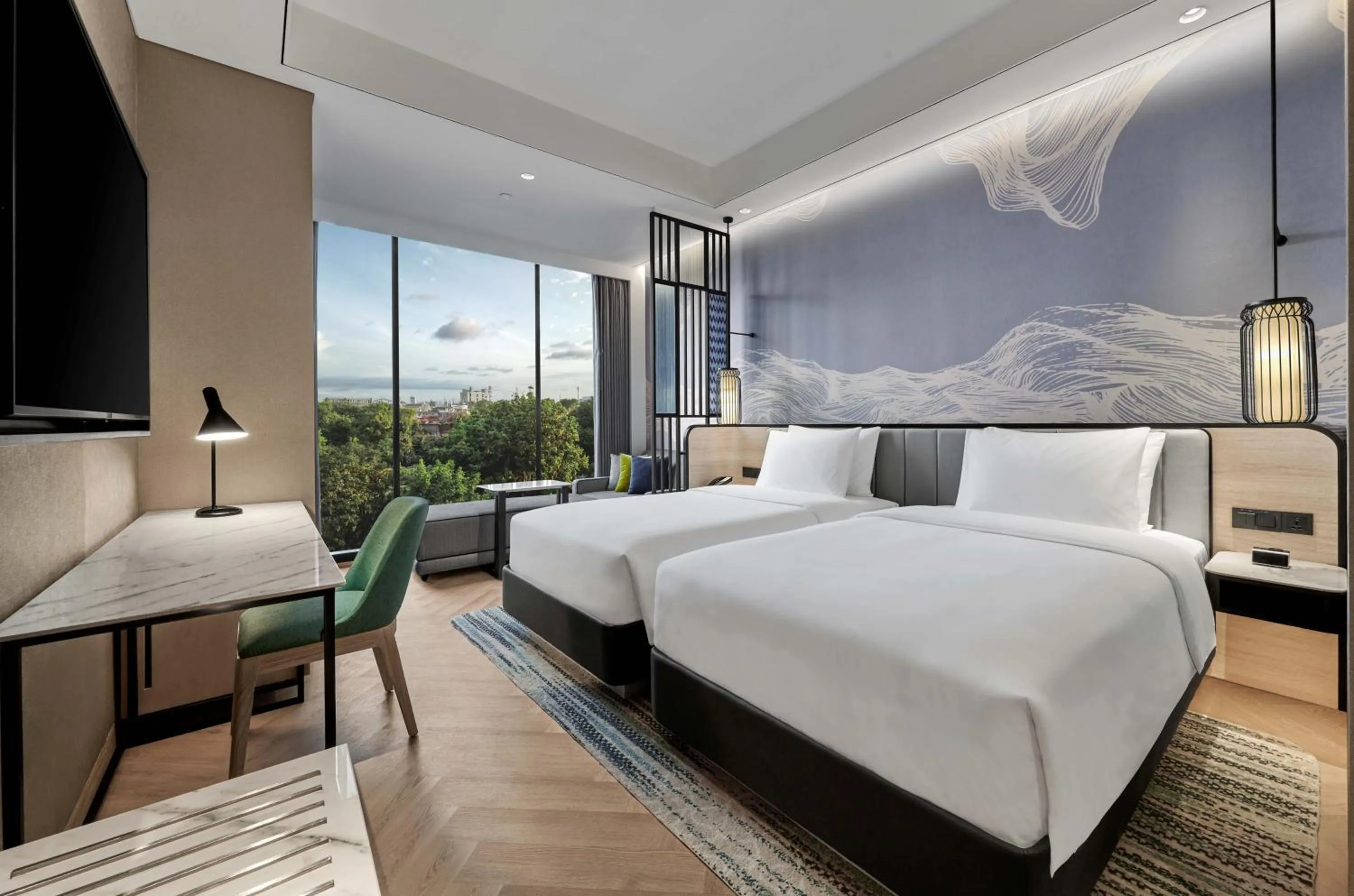 Twin Room with Sofa Bed and City View in Hyatt Place Makassar