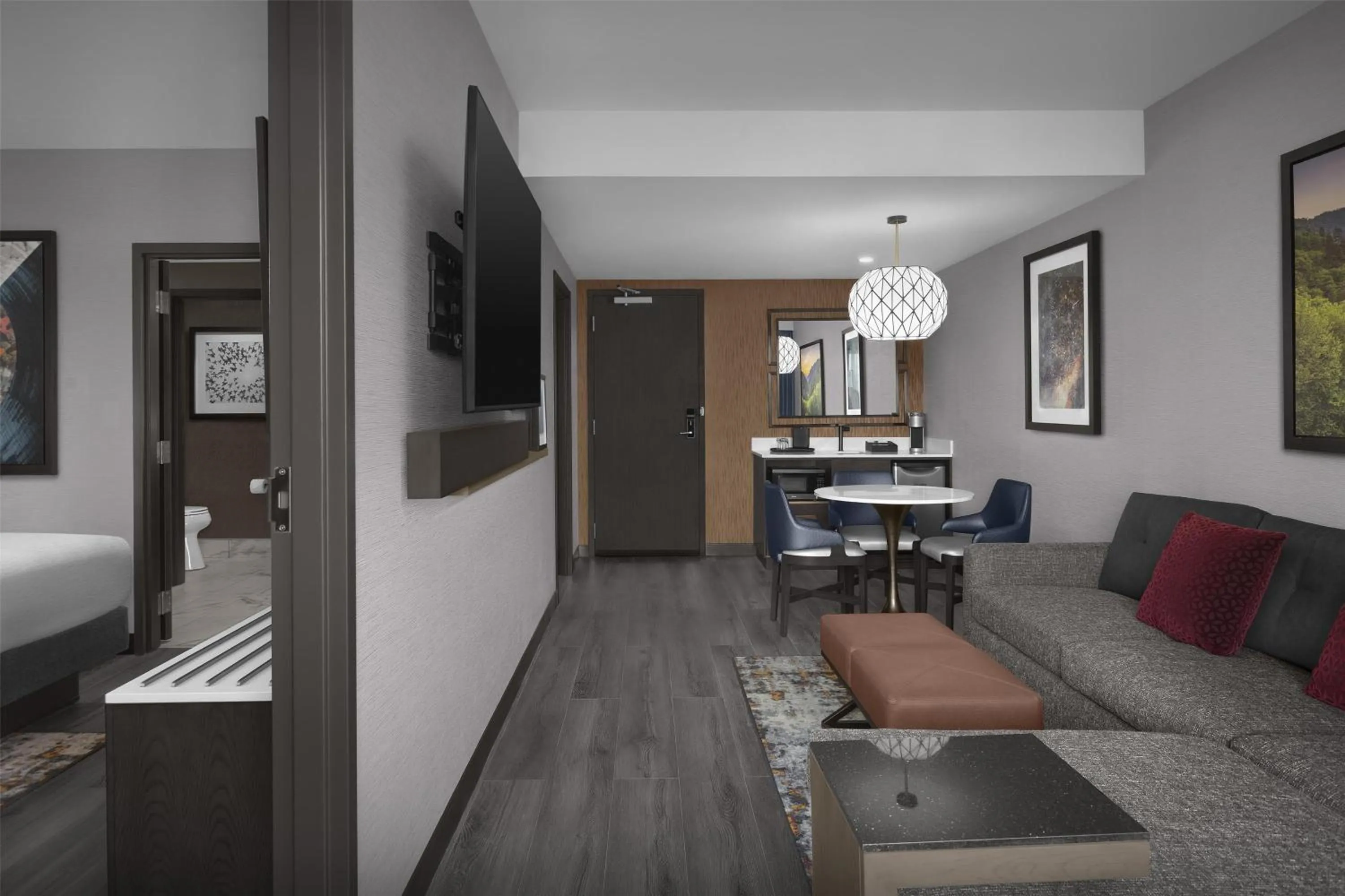 Two-Bedroom Queen Suite Room with Two Queen Beds and Bath Tub - Balcony/Mobility Accessible in Embassy Suites By Hilton Pigeon Forge Resort