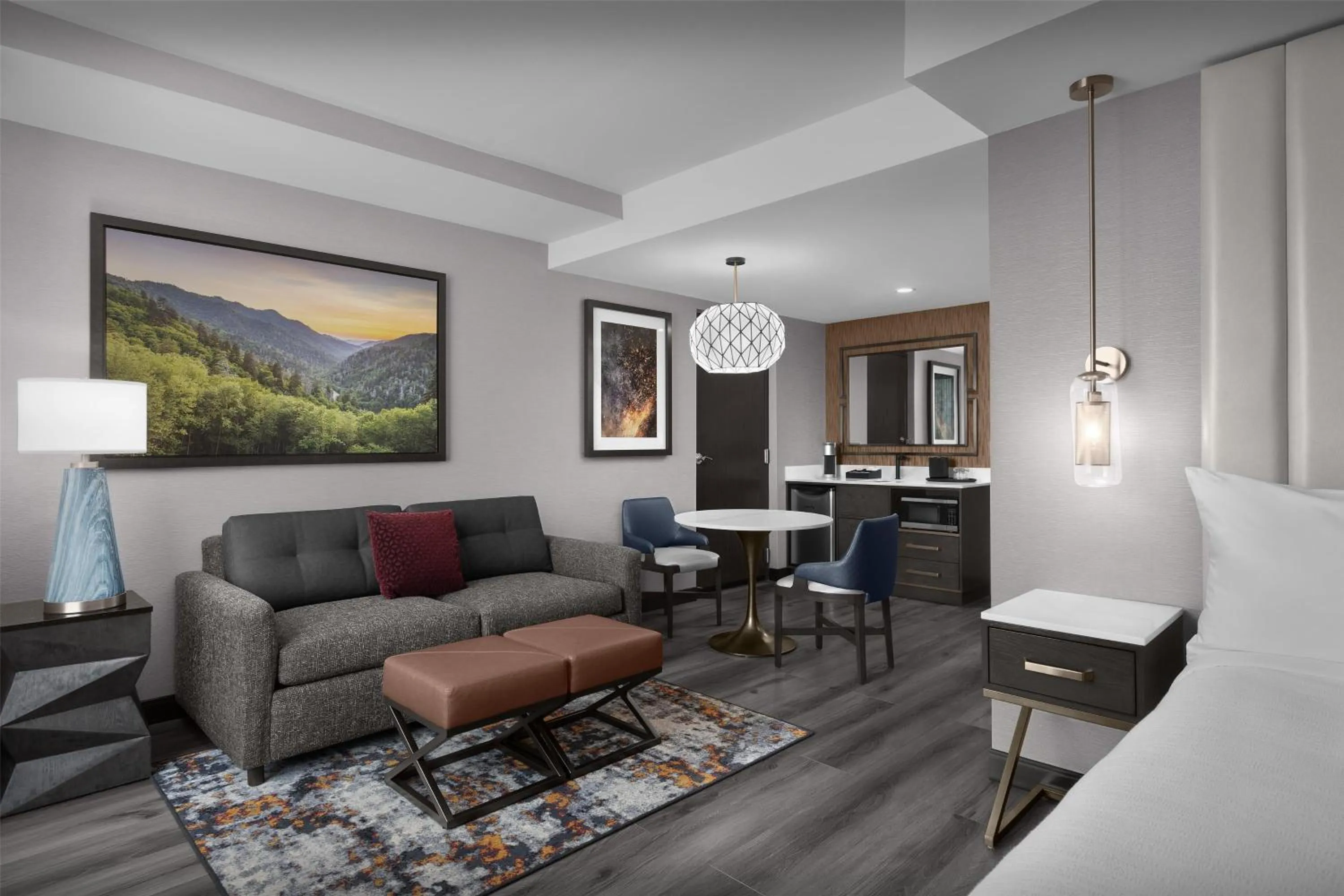 King Studio Suite with Balcony in Embassy Suites By Hilton Pigeon Forge Resort