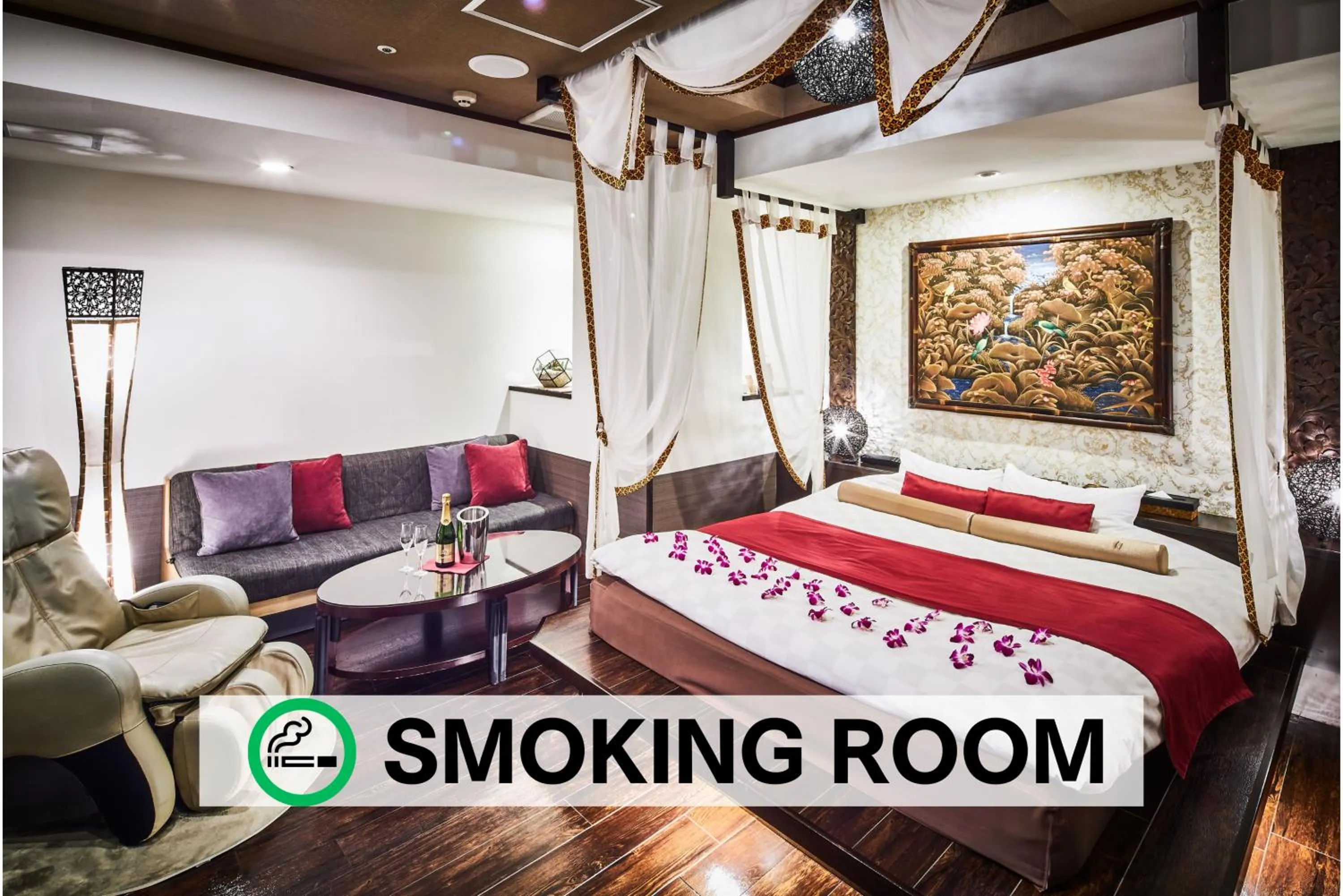 Deluxe Canopy Room | King Bed, Large Blower Bath & Massage Chair - Smoking in Hotel Balian Resort Chiba - Family Kids Group Concept