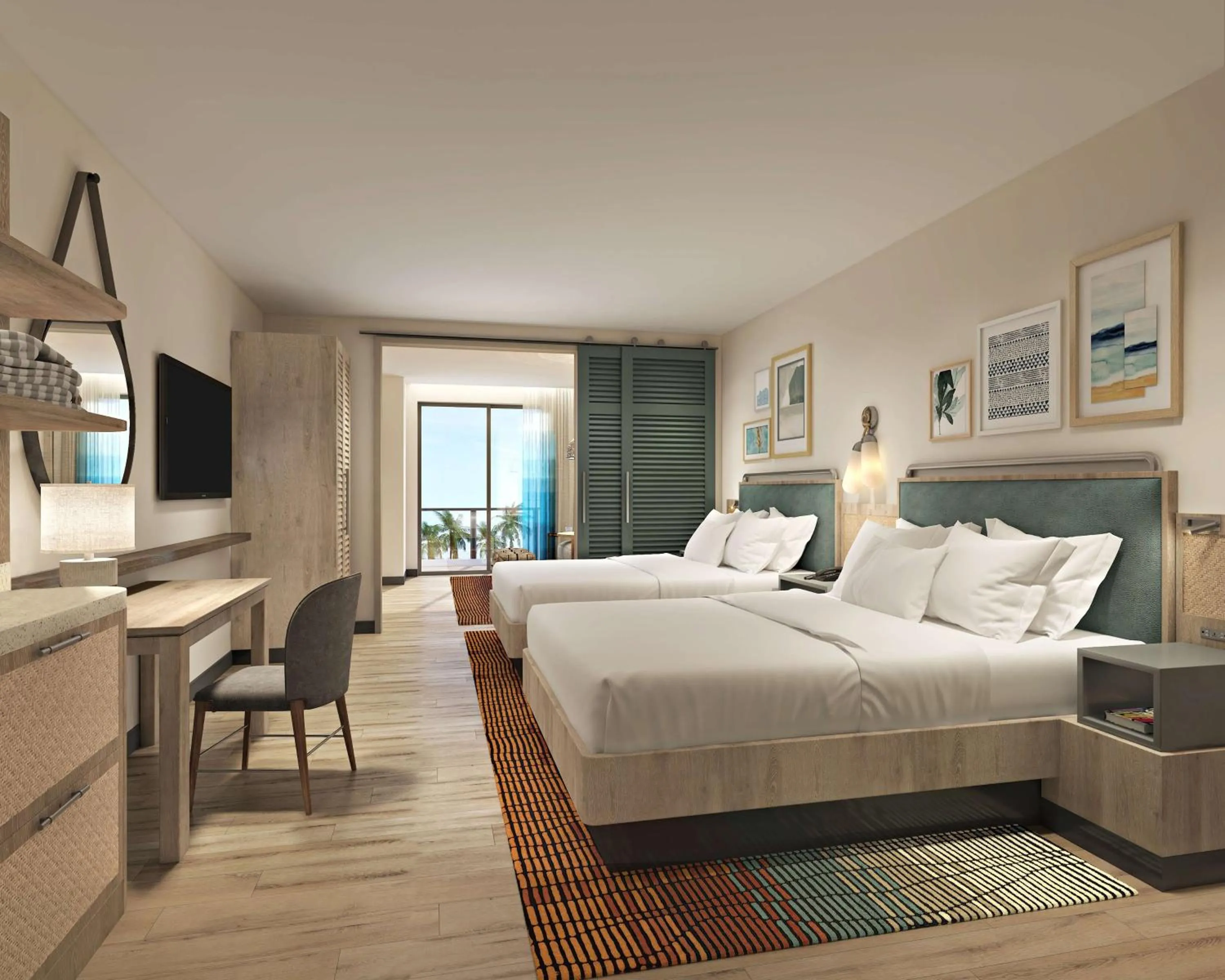 Queen Room with Two Queen Beds and Tub - Balcony - Partial View - Mobility Accessible in Embassy Suites By Hilton Gulf Shores Beach Resort