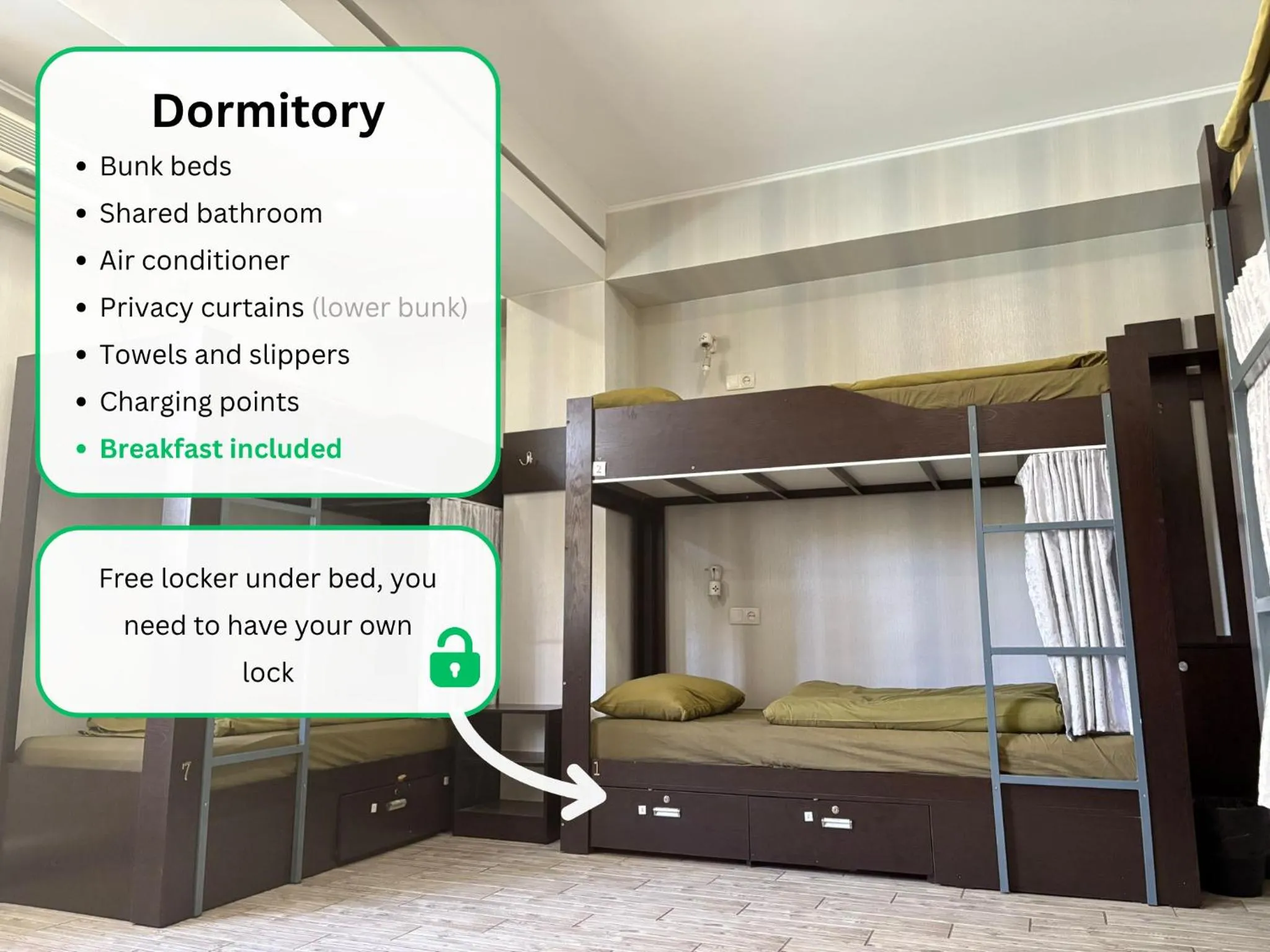 Bed in 10-Bed Mixed Dormitory Room in Apple Hostel Bishkek