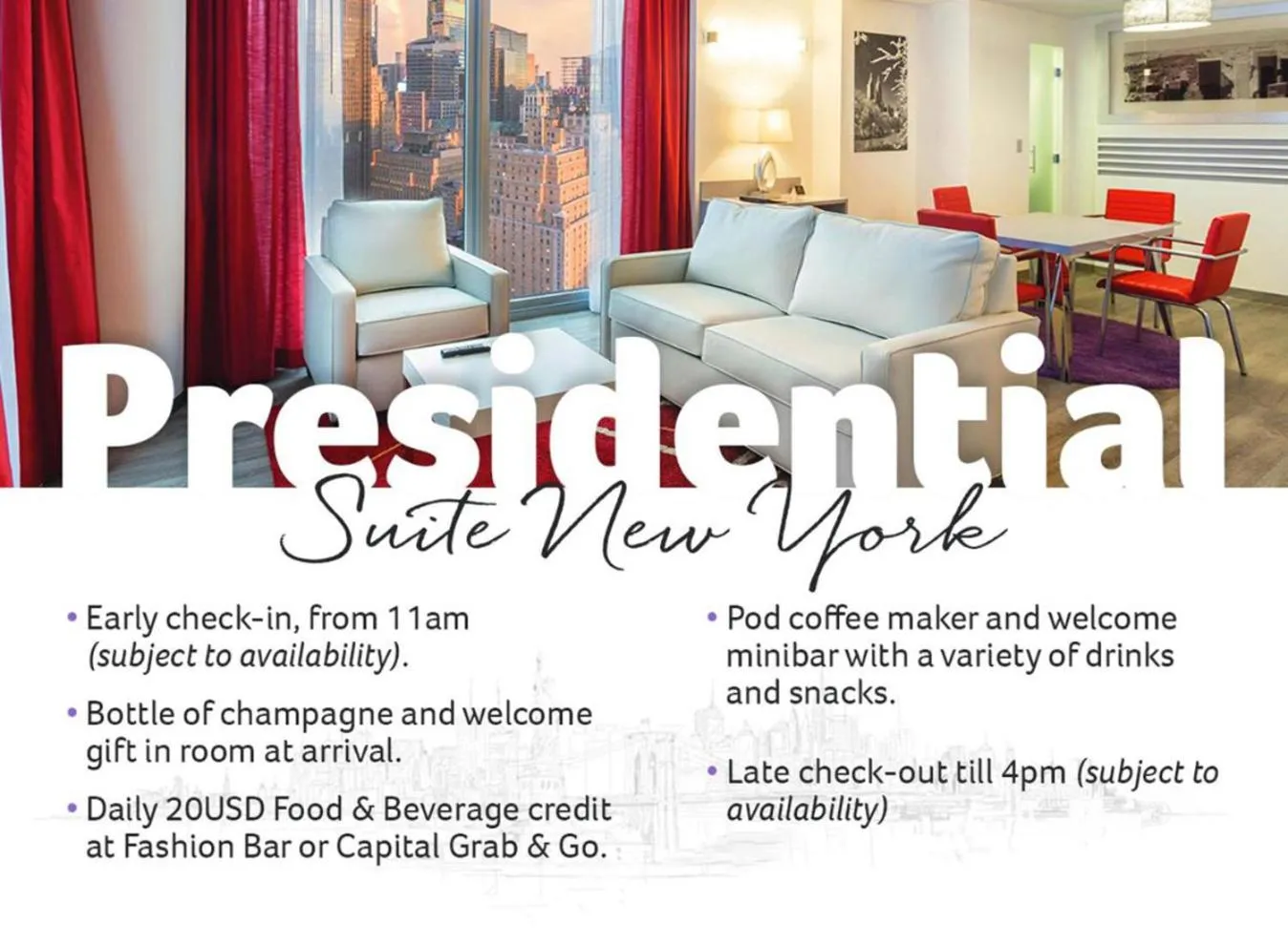 Presidential Suite package New York in Riu Plaza New York Times Square