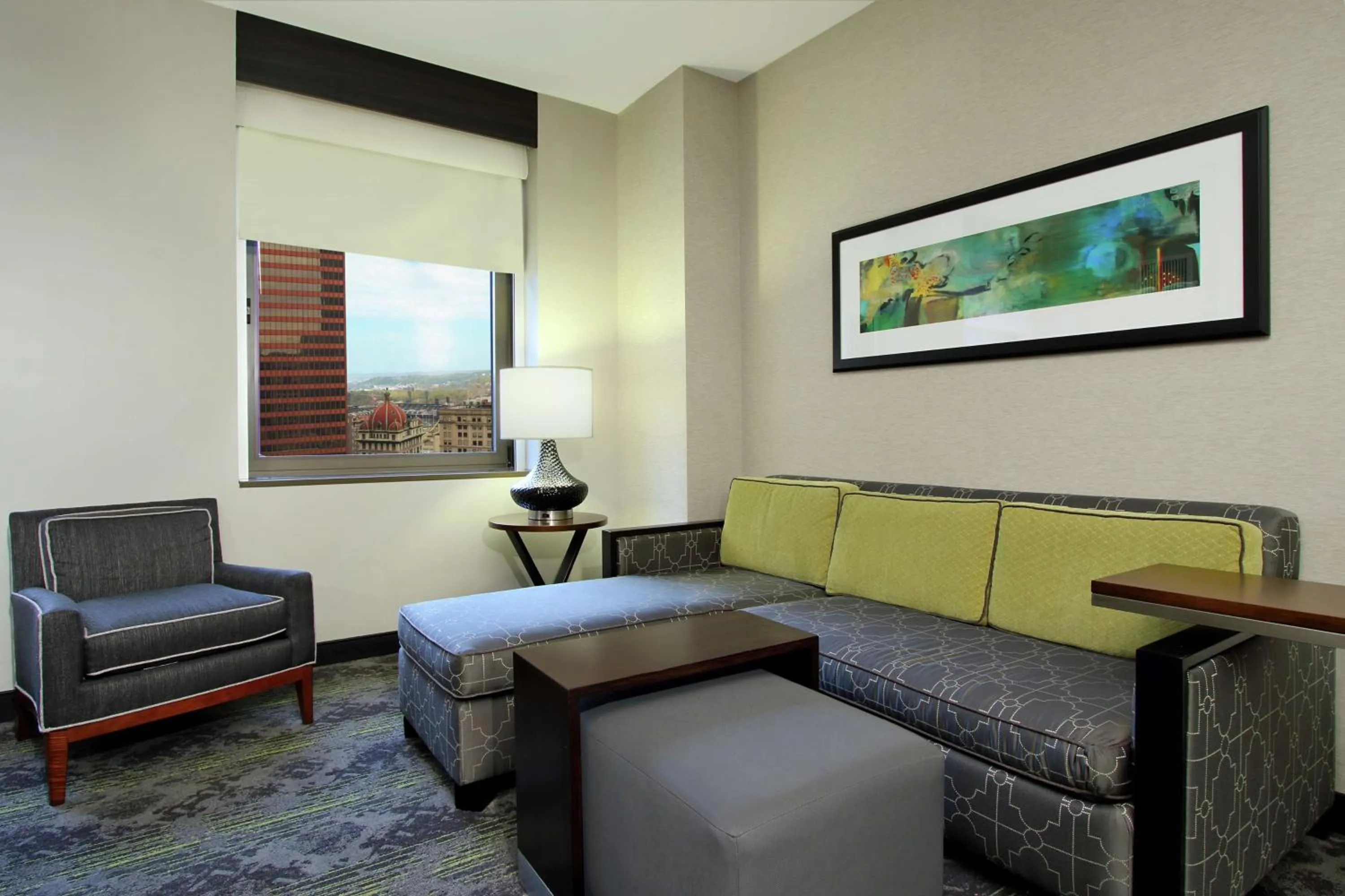 One-Bedroom Queen Suite with Two Queen Beds with River View - Hearing Access in Embassy Suites Pittsburgh-Downtown